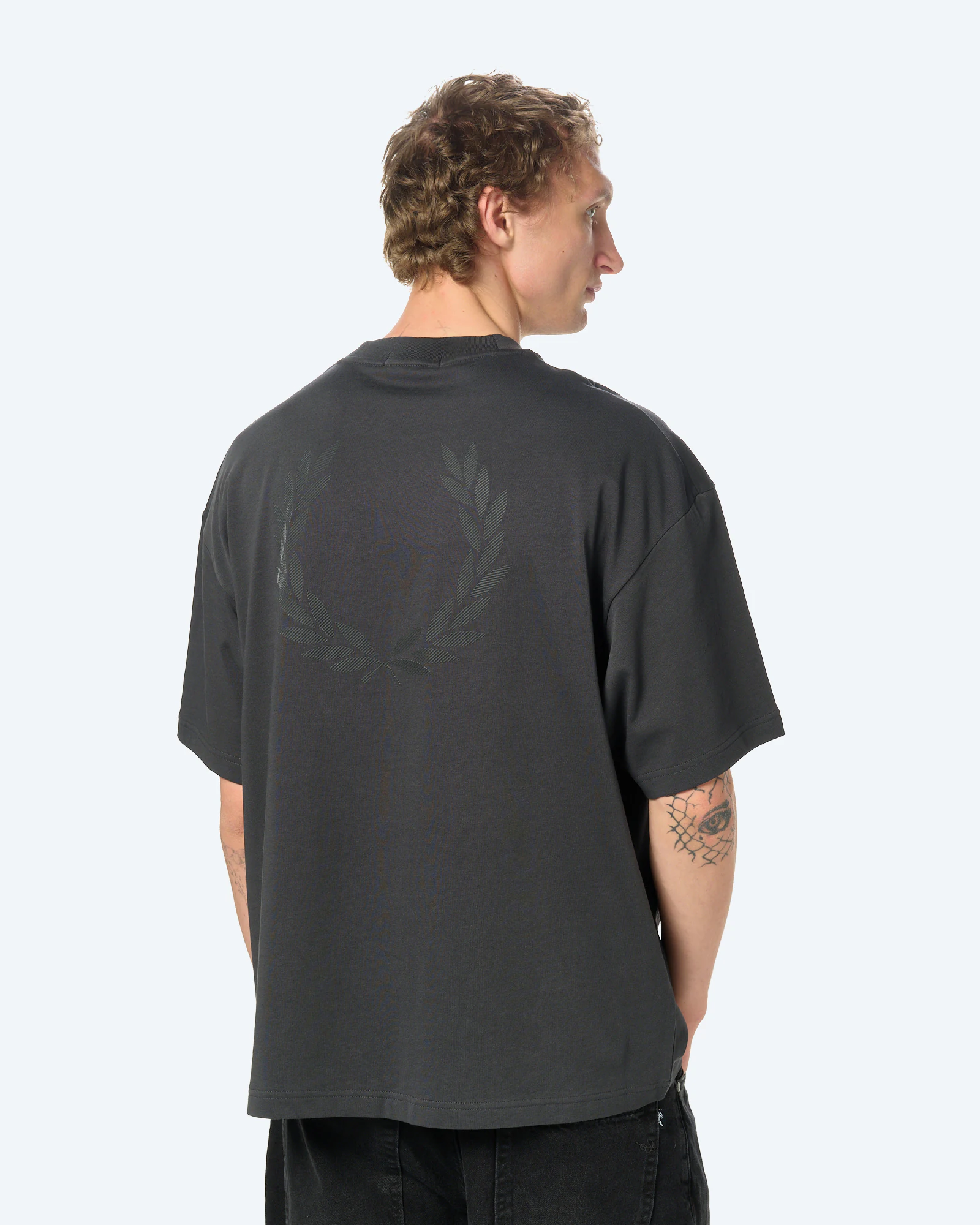 Fred Perry Backprint Laurel Wreath T-Shirt Anchor Grey