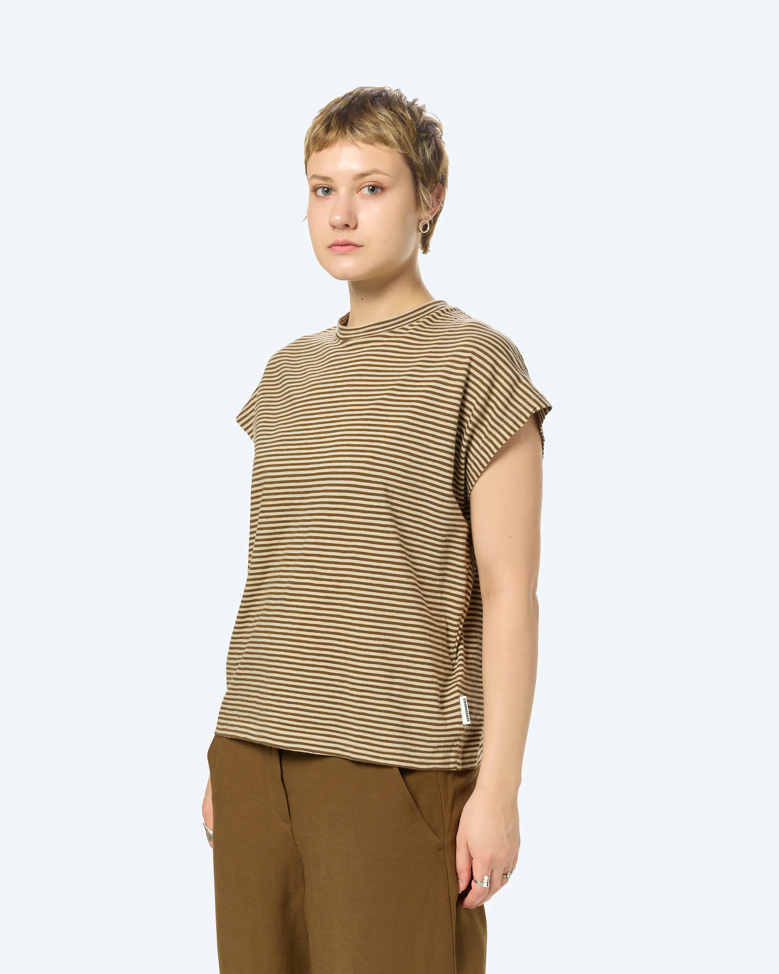 SLUB JERSEY STRIPE T-SHIRT Sand Stone-Dried Palm