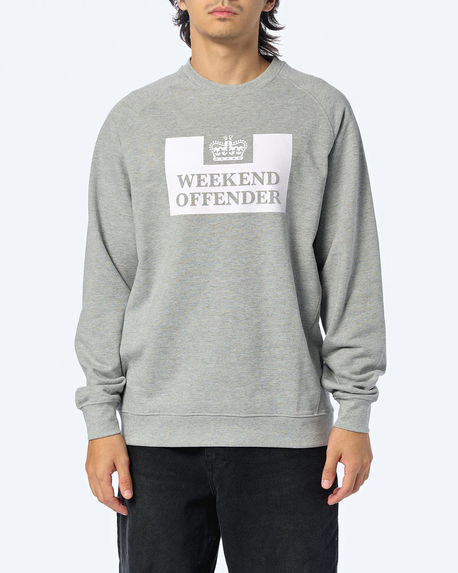 Weekend Offender Penitentiary Classic Sweatshirt Grey Marl Weekend Offender Penitentiary Classic Sweatshirt Grey Marl