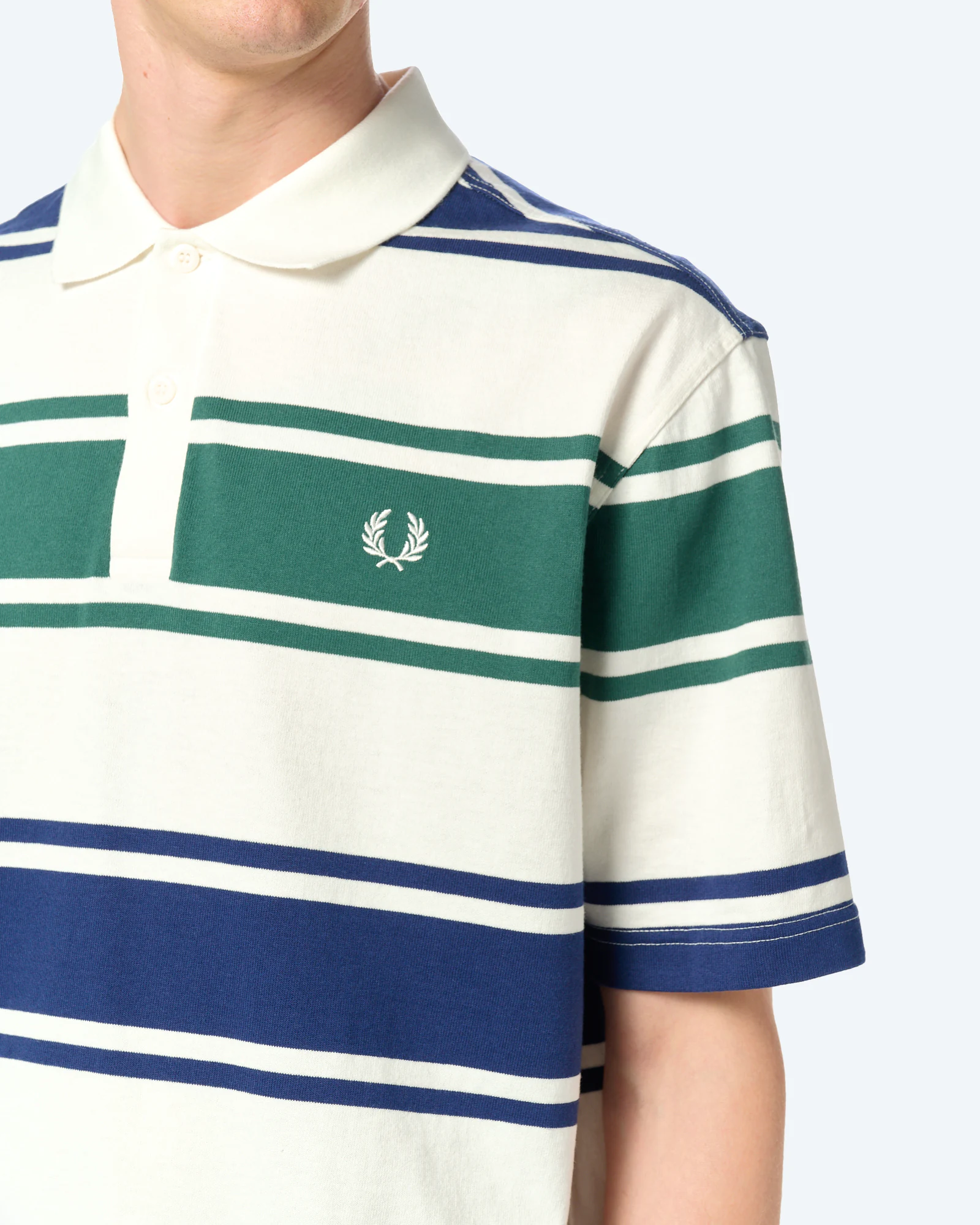 Fred Perry Relaxed Striped Polo Shirt Snow White