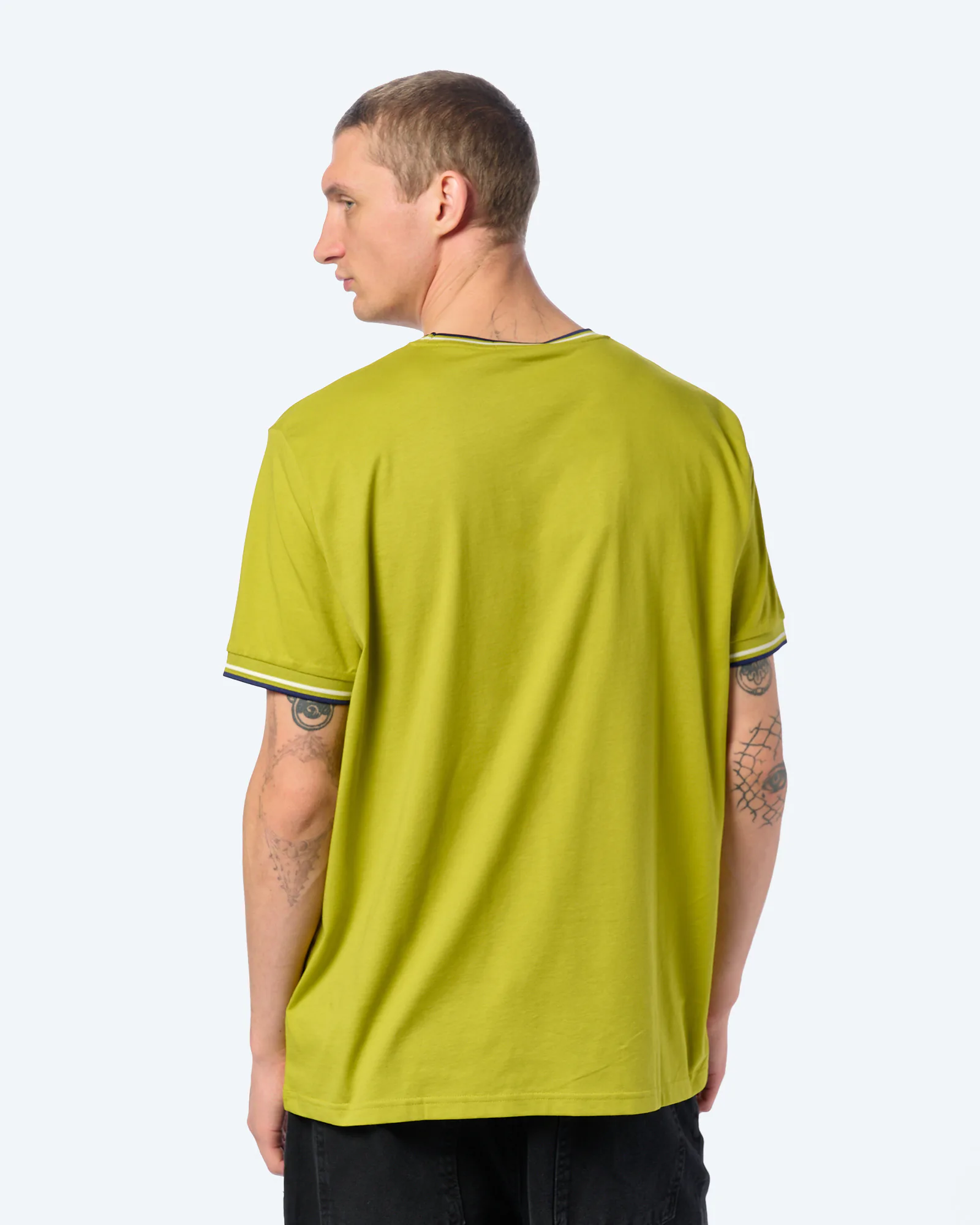 Fred Perry Twin Tipped T-Shirt Tennis Ball Yellow/Ecru/Navy Fred Perry Twin Tipped T-Shirt Tennis Ball Yellow/Ecru/Navy