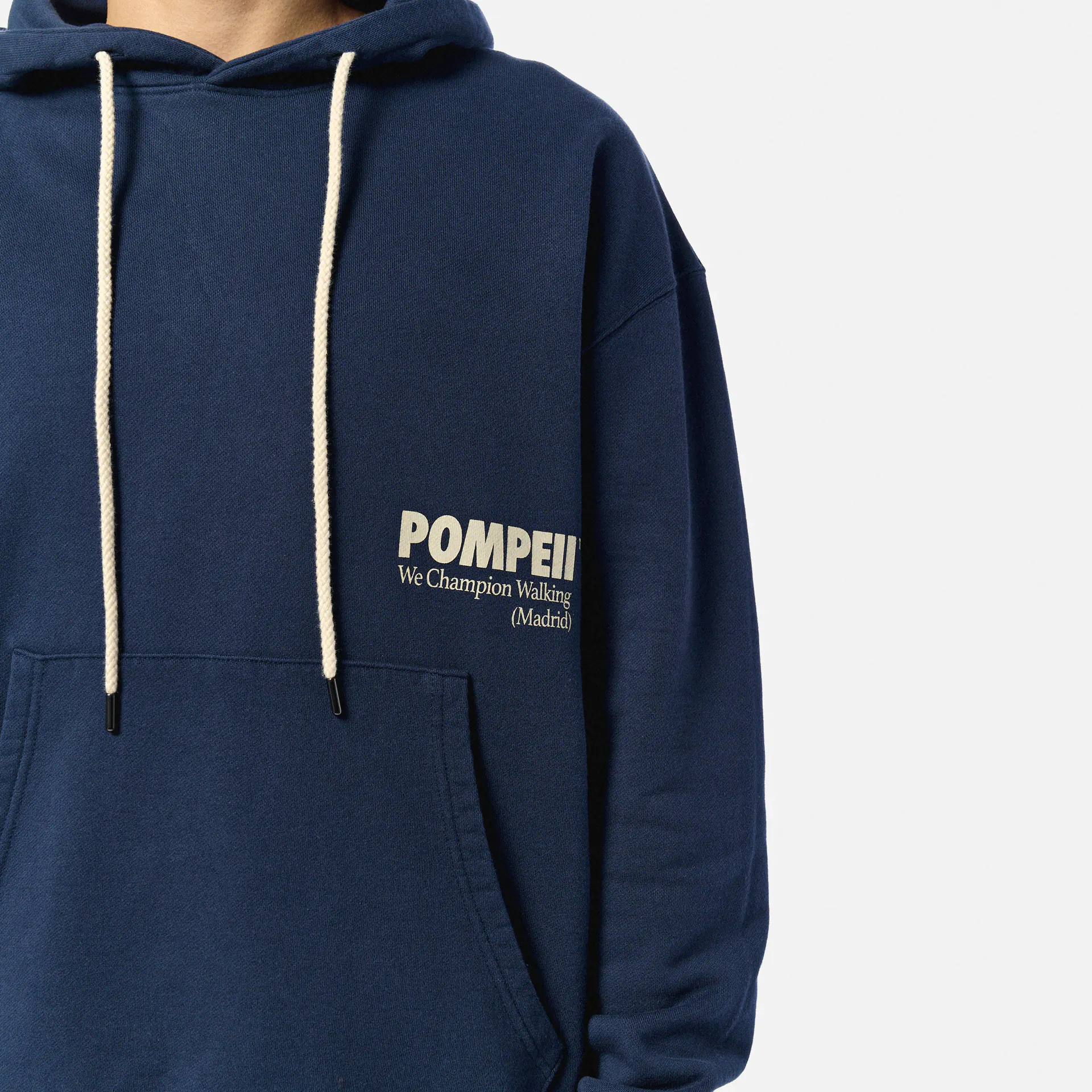 POMPEII Logo Regular Fit Hoodie Navy
