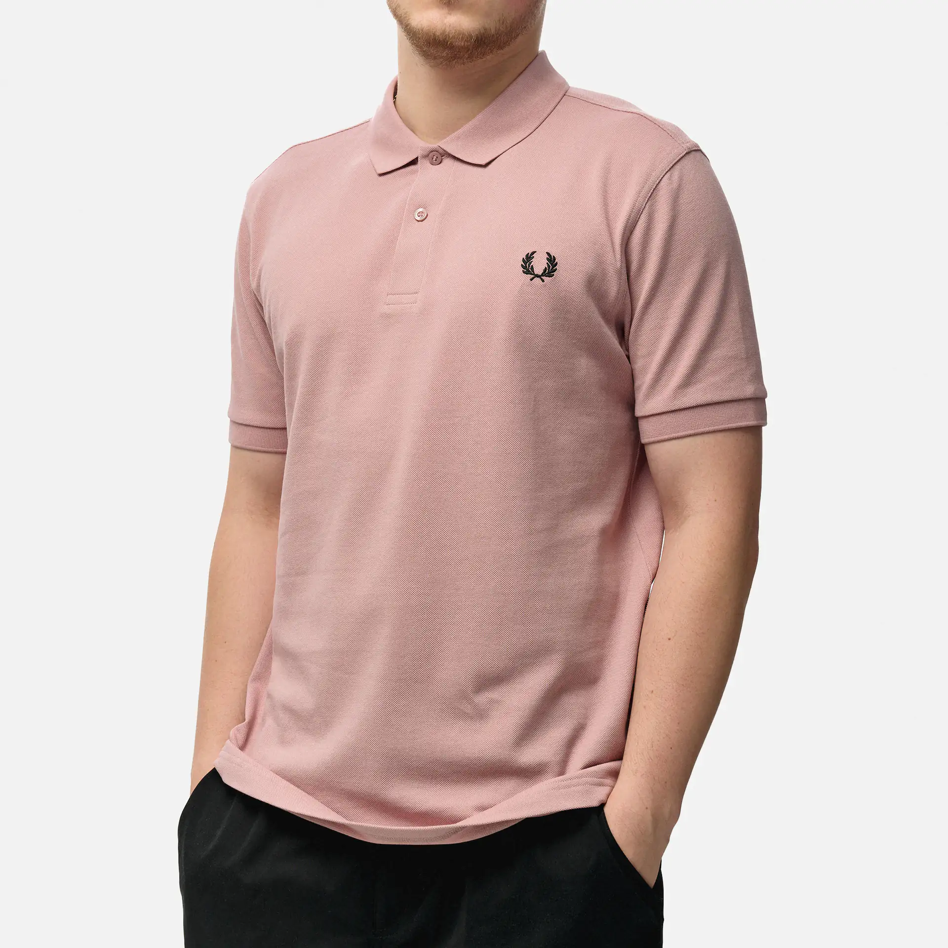 Fred Perry Plain Polo Shirt Dusty Rose Pink/Black