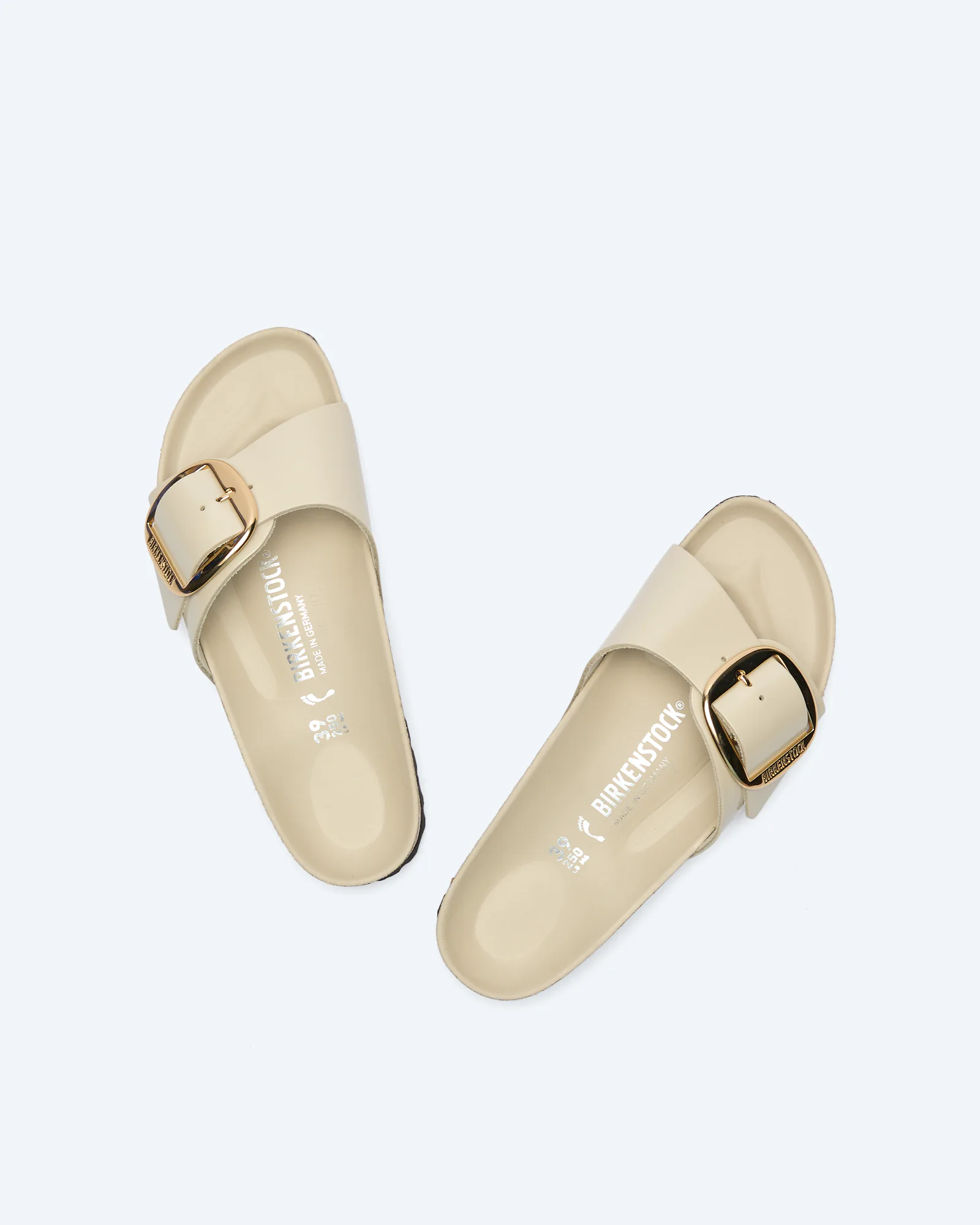 Birkenstock Madrid Big Buckle Natural Leather (Narrow Fit) Sandals High Shine Oyster