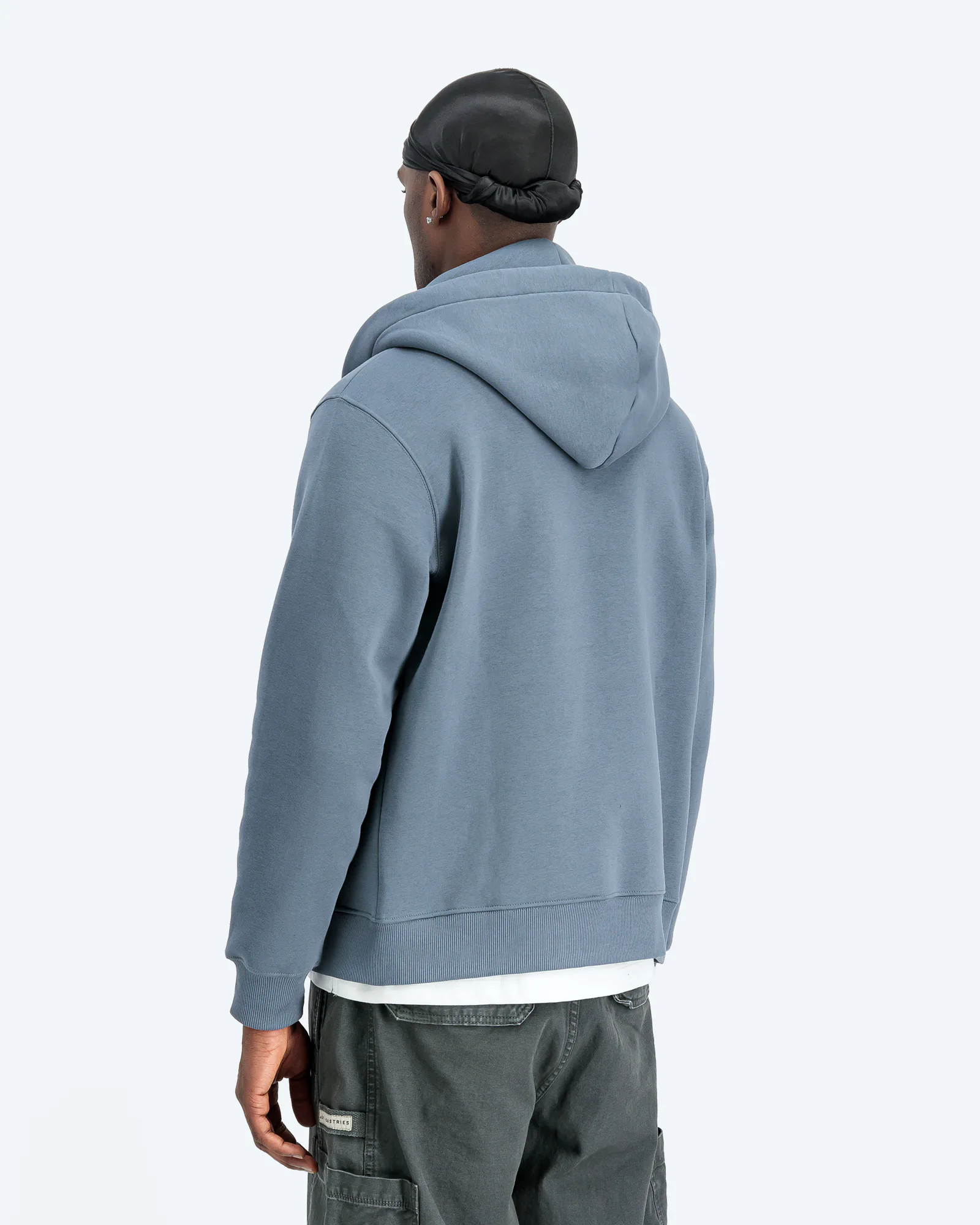 Basic Zip Hoodie Small Logo Denim Blue