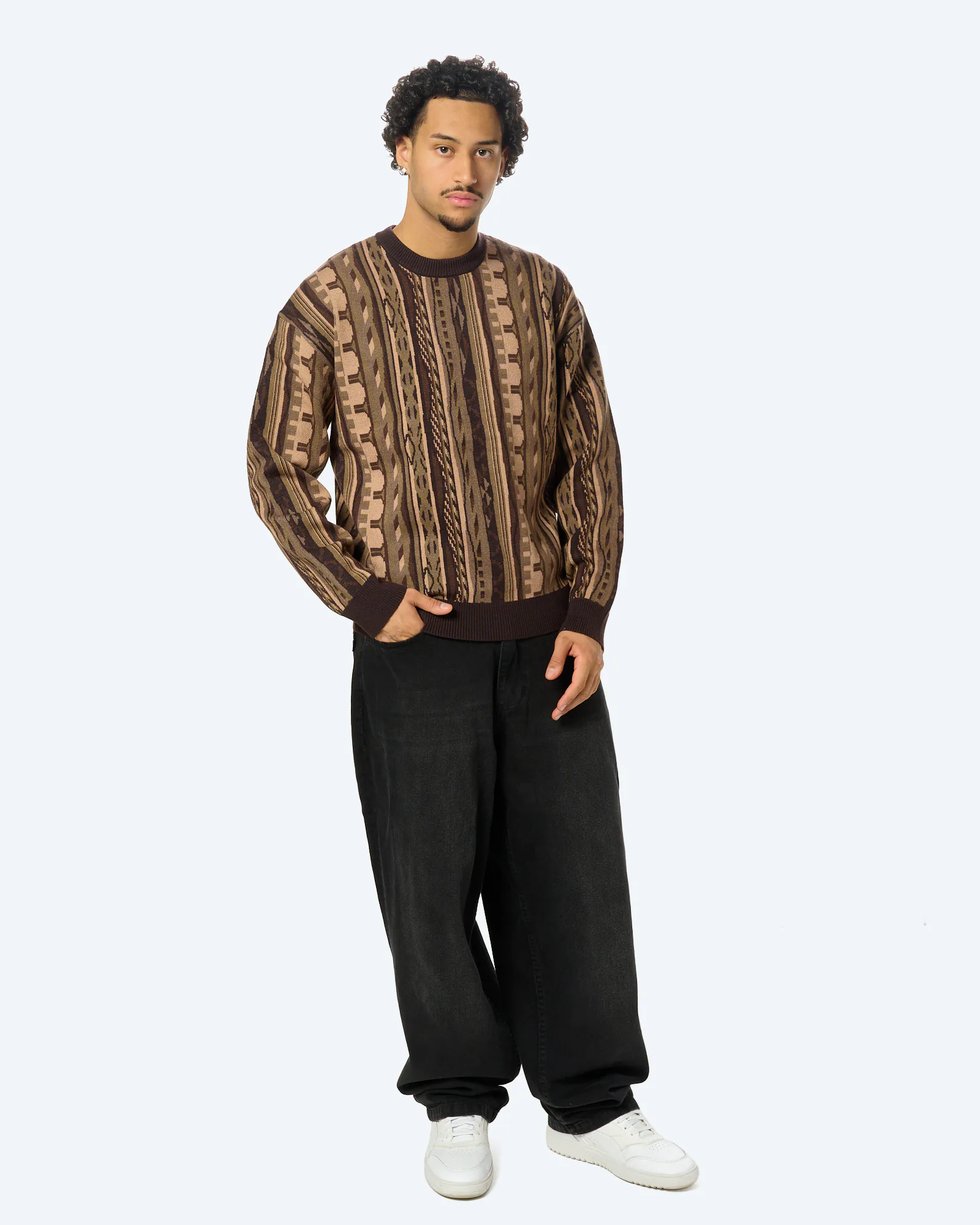 Flatknit Sweater Aop Brown