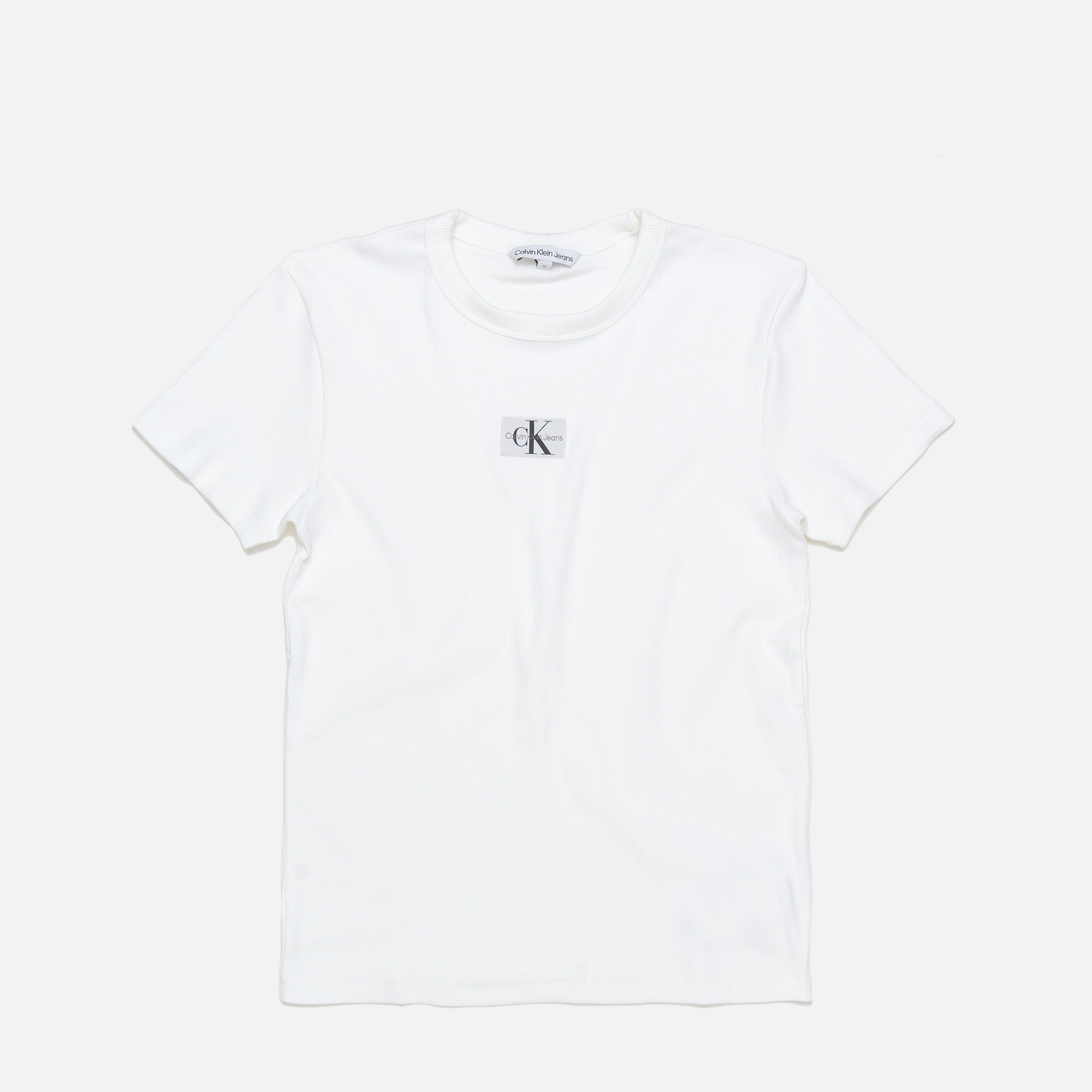 Calvin Klein Jeans Woven Label Rib Regular Tee Bright White