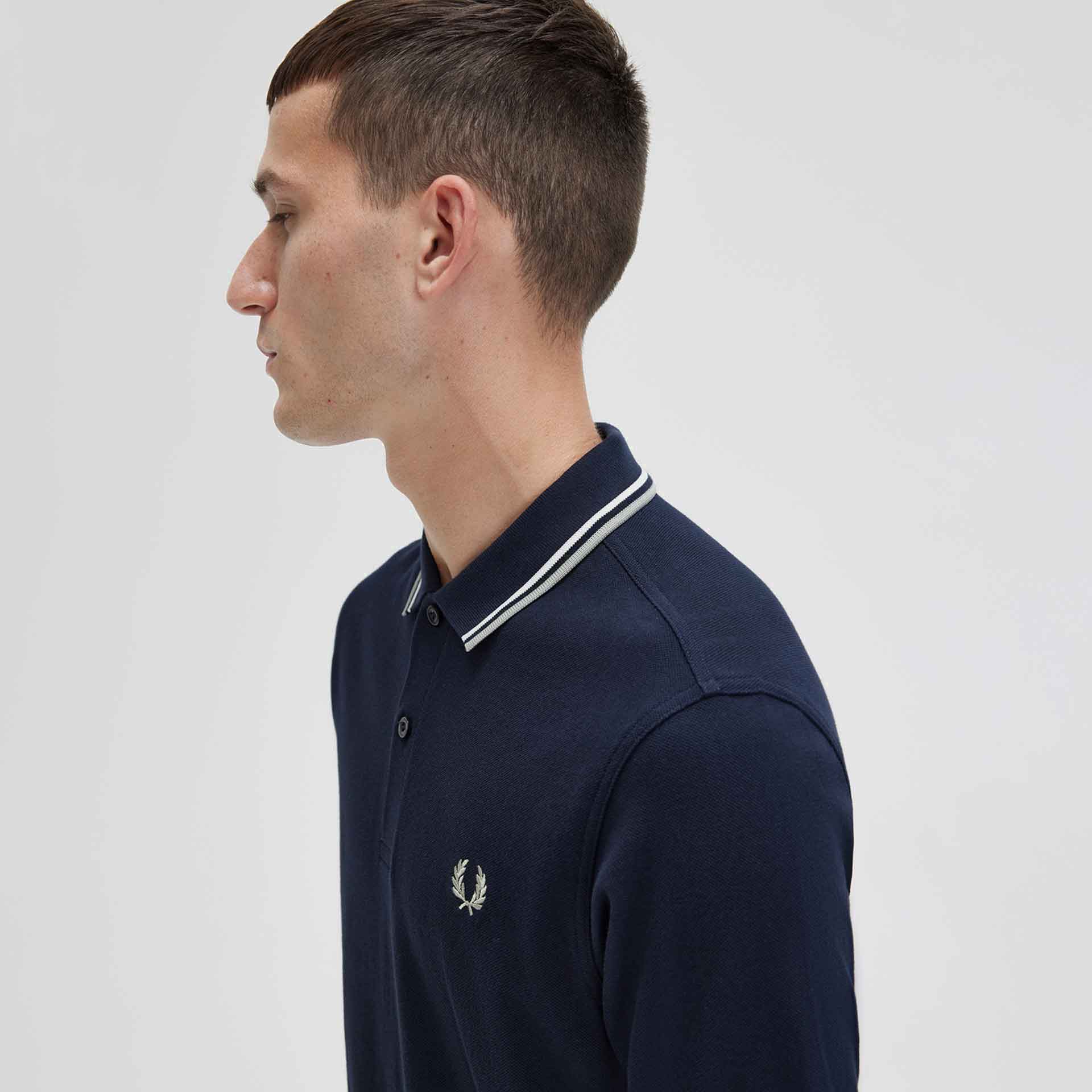 Fred Perry Twin Tipped Polo Shirt Navy/Snow White/Seagrass