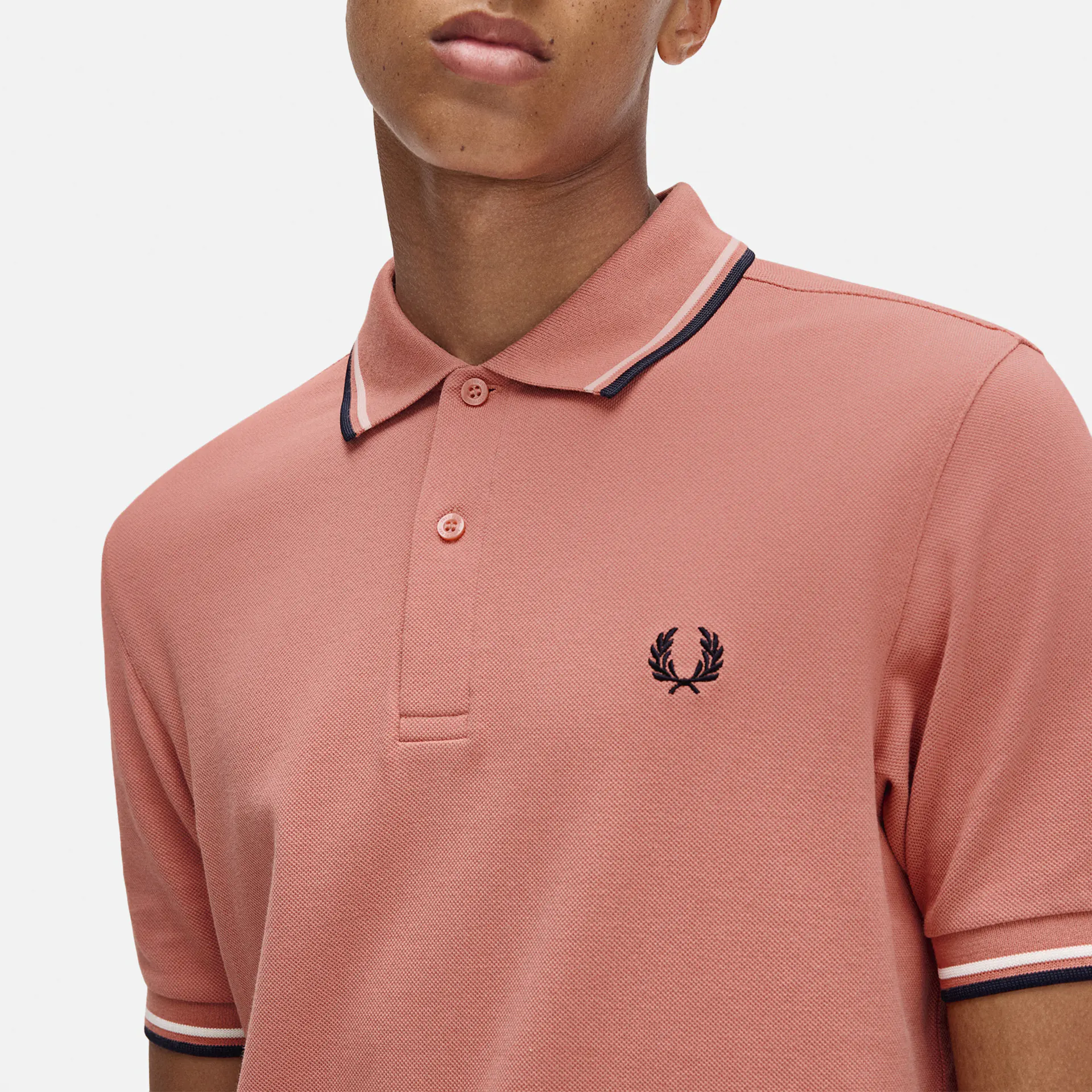 Fred Perry Twin Tipped Polo Shirt Putty Pink/Ecru/Navy