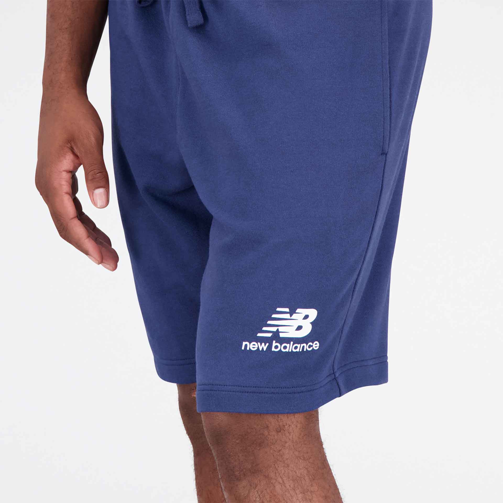 New Balance Essentials Stacked Logo French Terry Short Navy