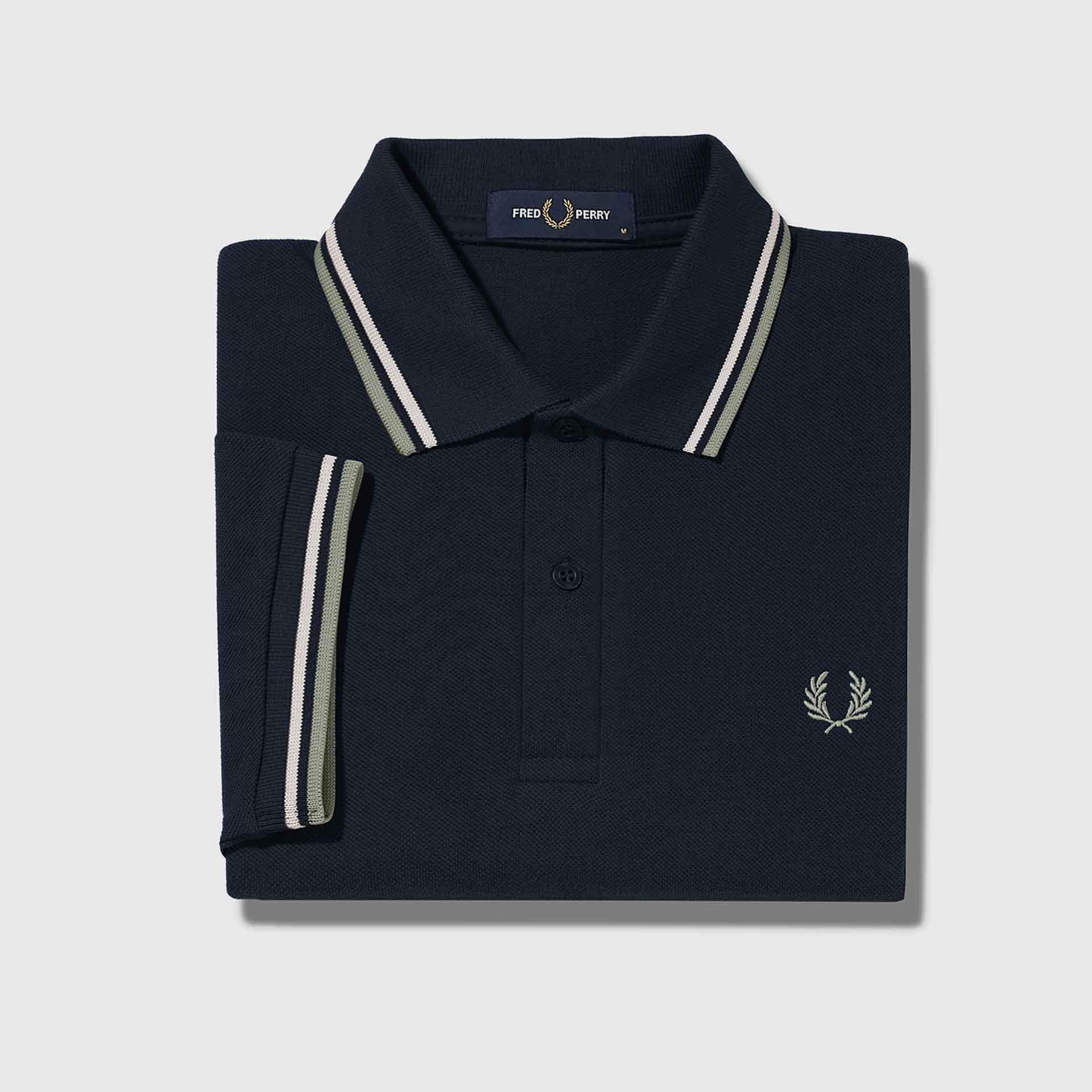 Fred Perry Twin Tipped Polo Shirt Navy/Snow White/Seagrass