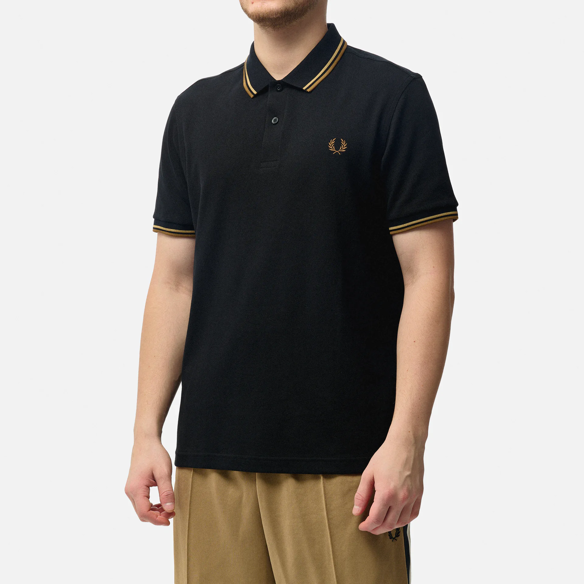 Fred Perry Twin Tipped Polo Shirt Black/Warm Stone/Shaded Stone