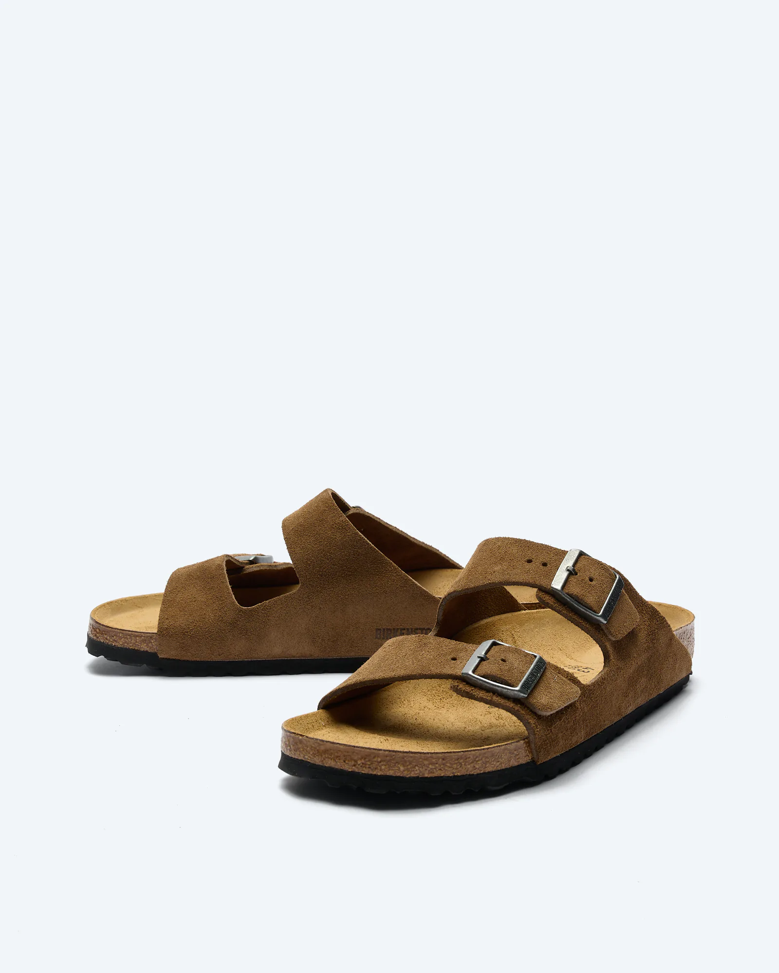 Arizona Suede Leather Sandals Narrow Dark Tea