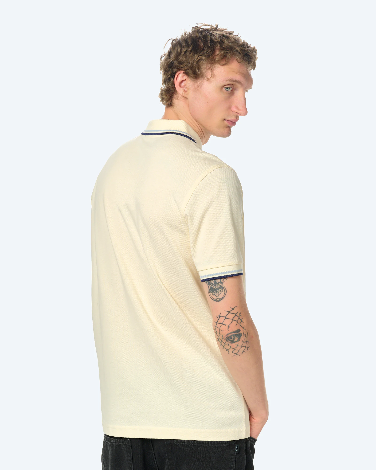 Fred Perry Twin Tipped Polo Shirt Eecru/Dusky Blue/French Navy
