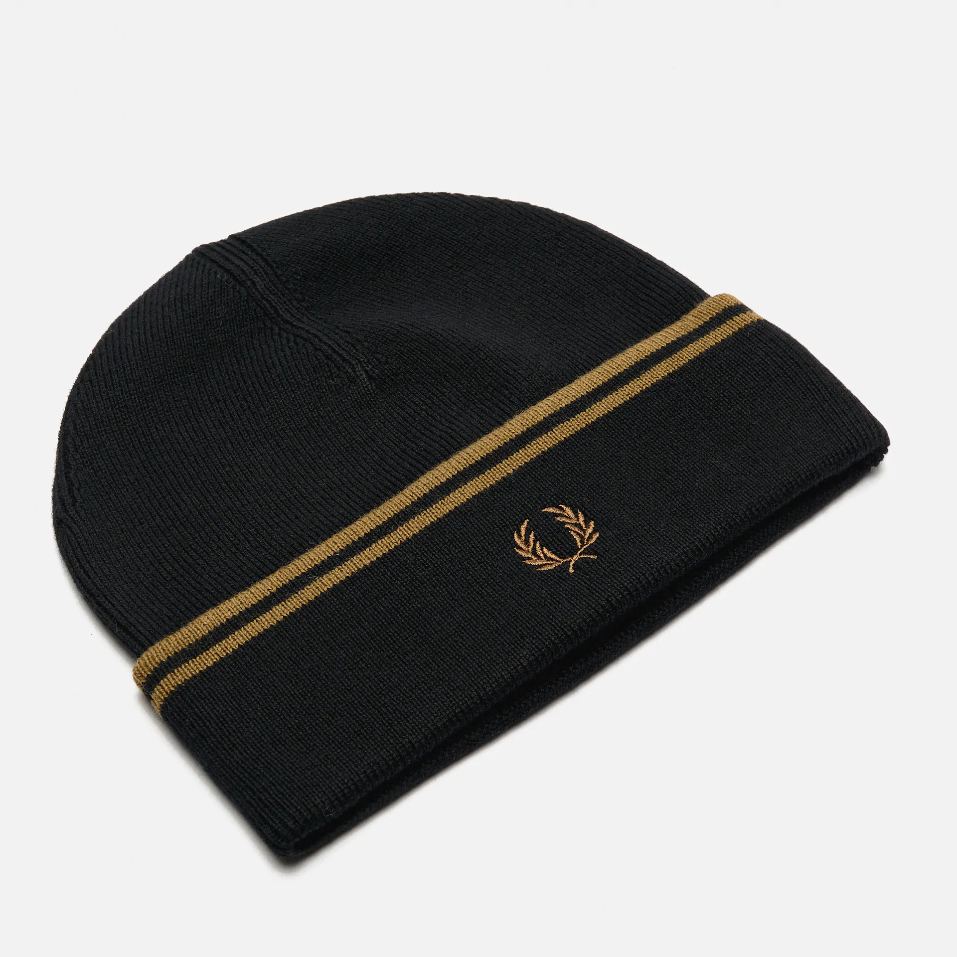 Fred Perry Twin Tipped Merino Wool Beanie Black/Shaded Stone