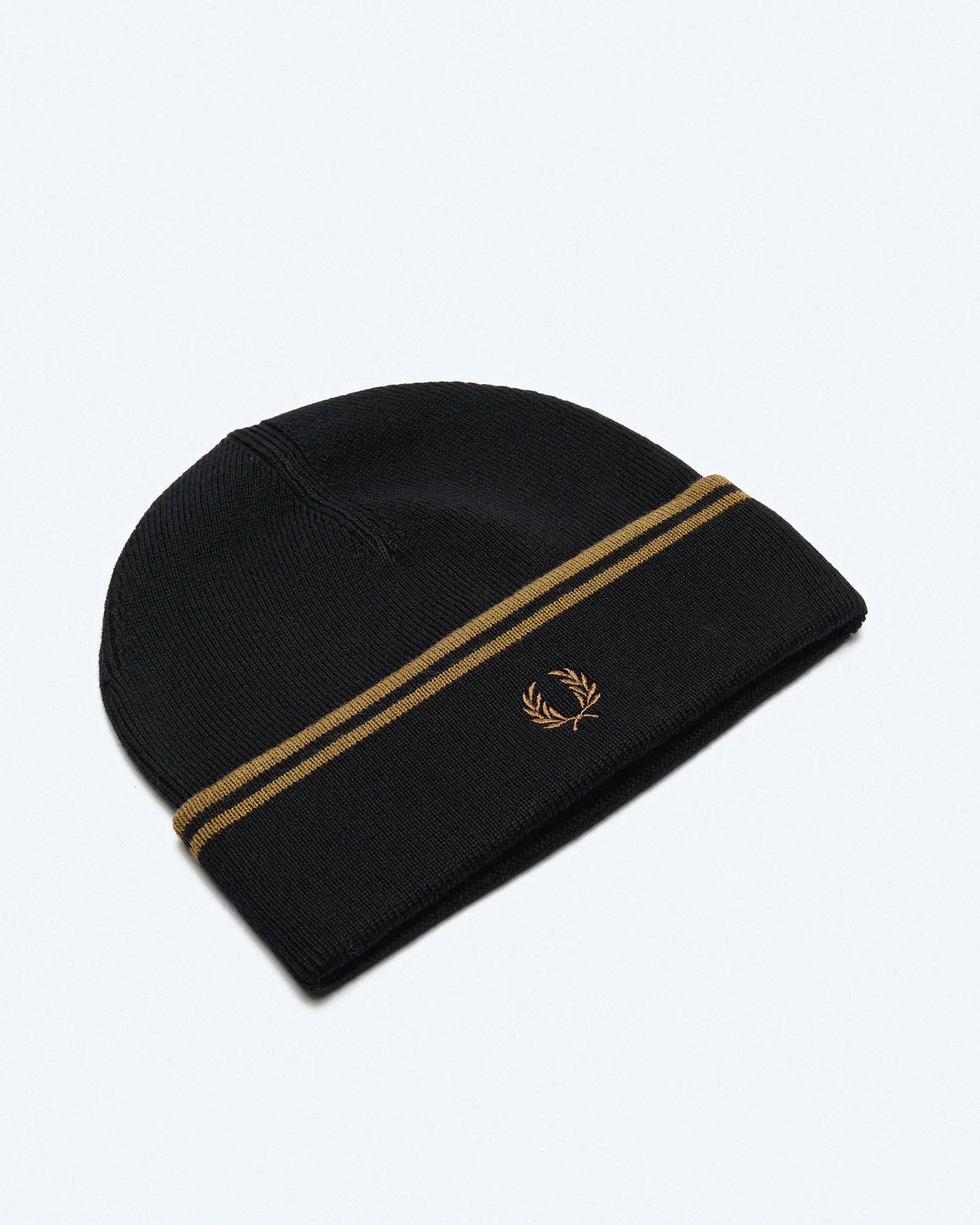 Fred Perry Twin Tipped Merino Wool Beanie Black/Shaded Stone Fred Perry Twin Tipped Merino Wool Beanie Black/Shaded Stone