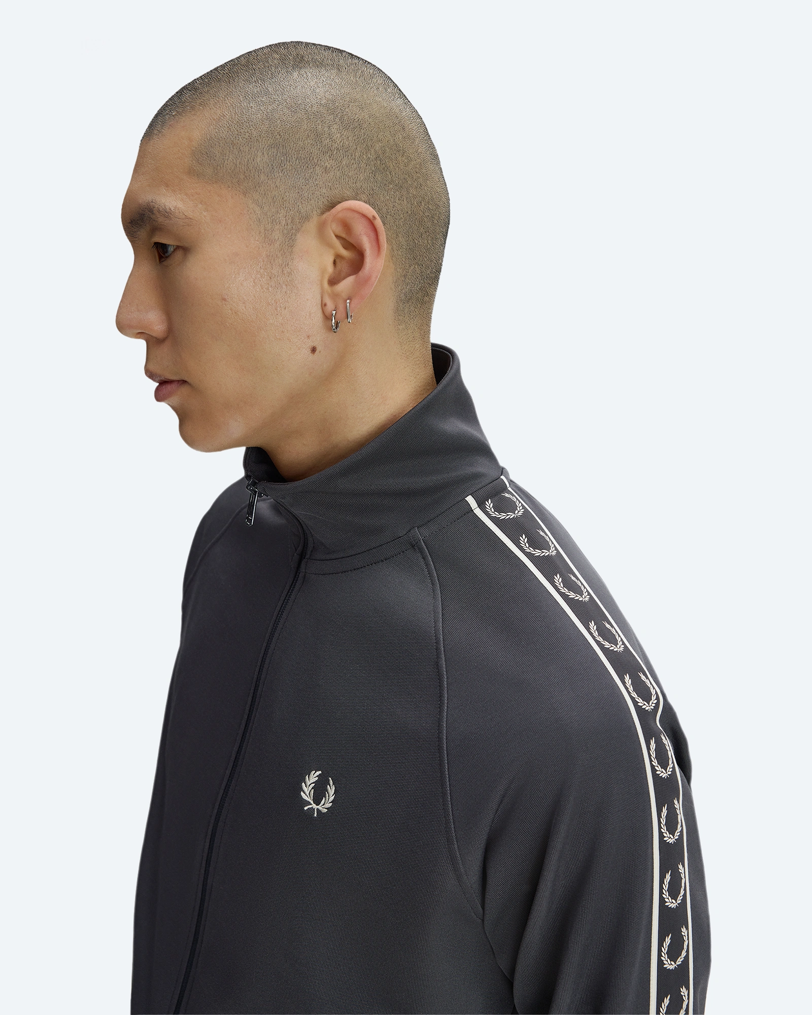 Contrast Tape Track Jacket Anchor Grey