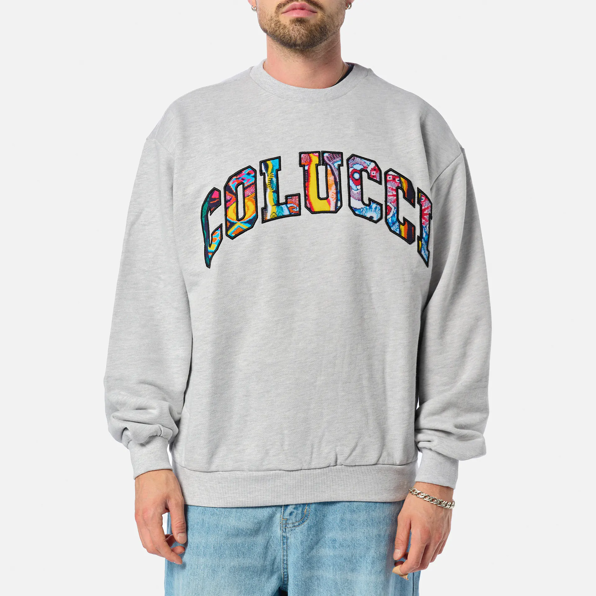 Colucci Crewneck Sweatshirt College Grey Melange Multi