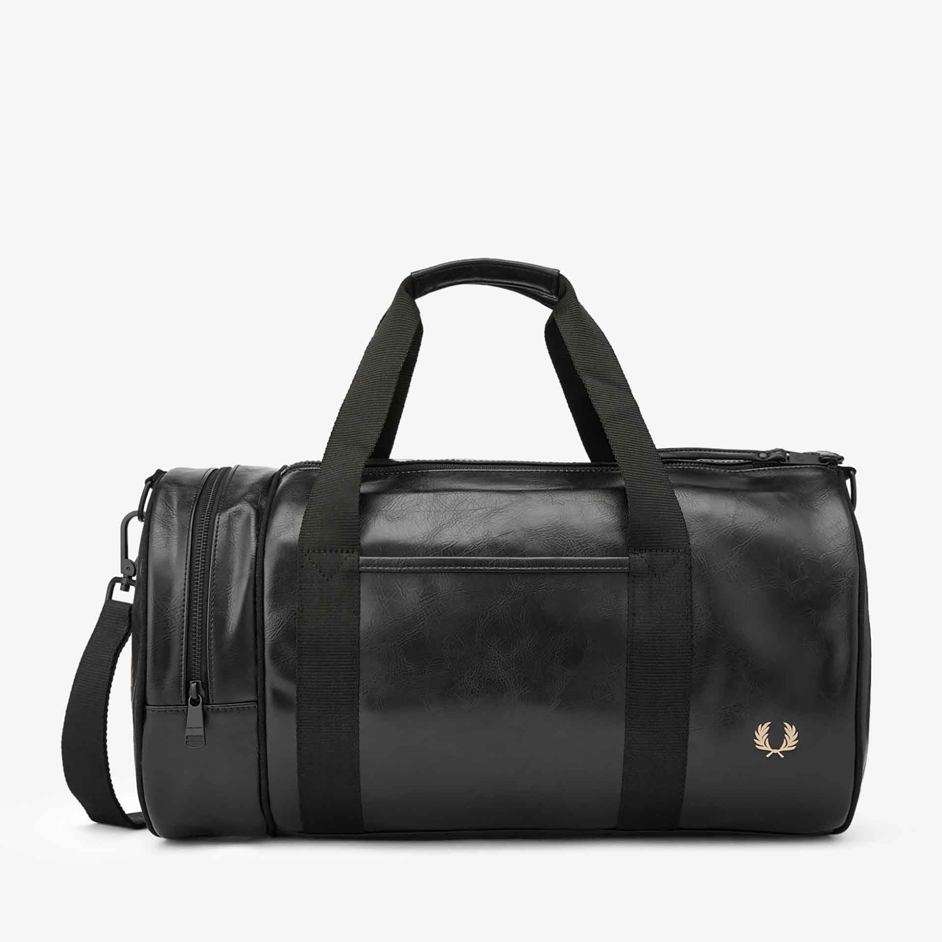 Fred Perry Tonal PU Barrel Bag Black