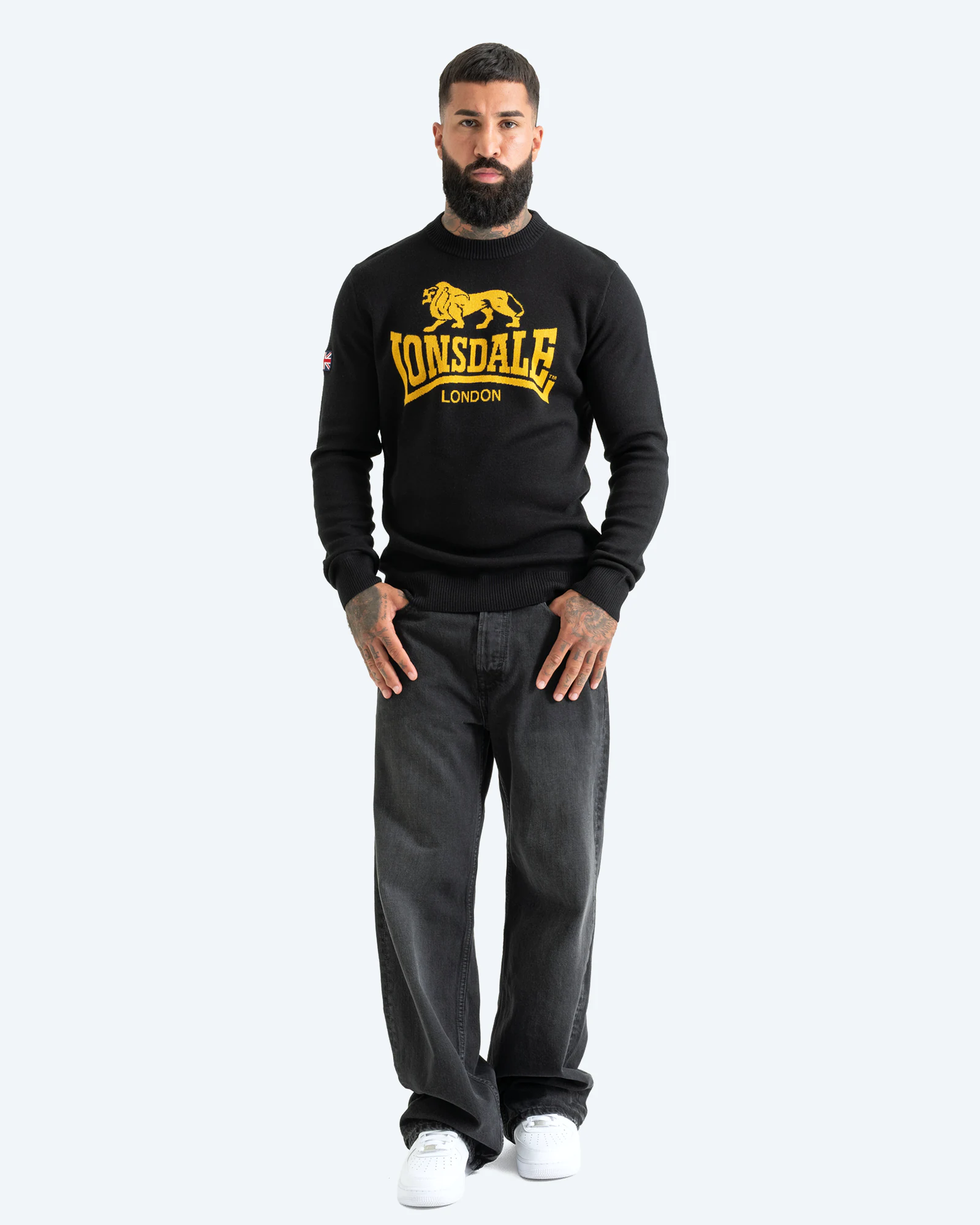 Swanscombe Knitted Sweater Black/Warm Ochre