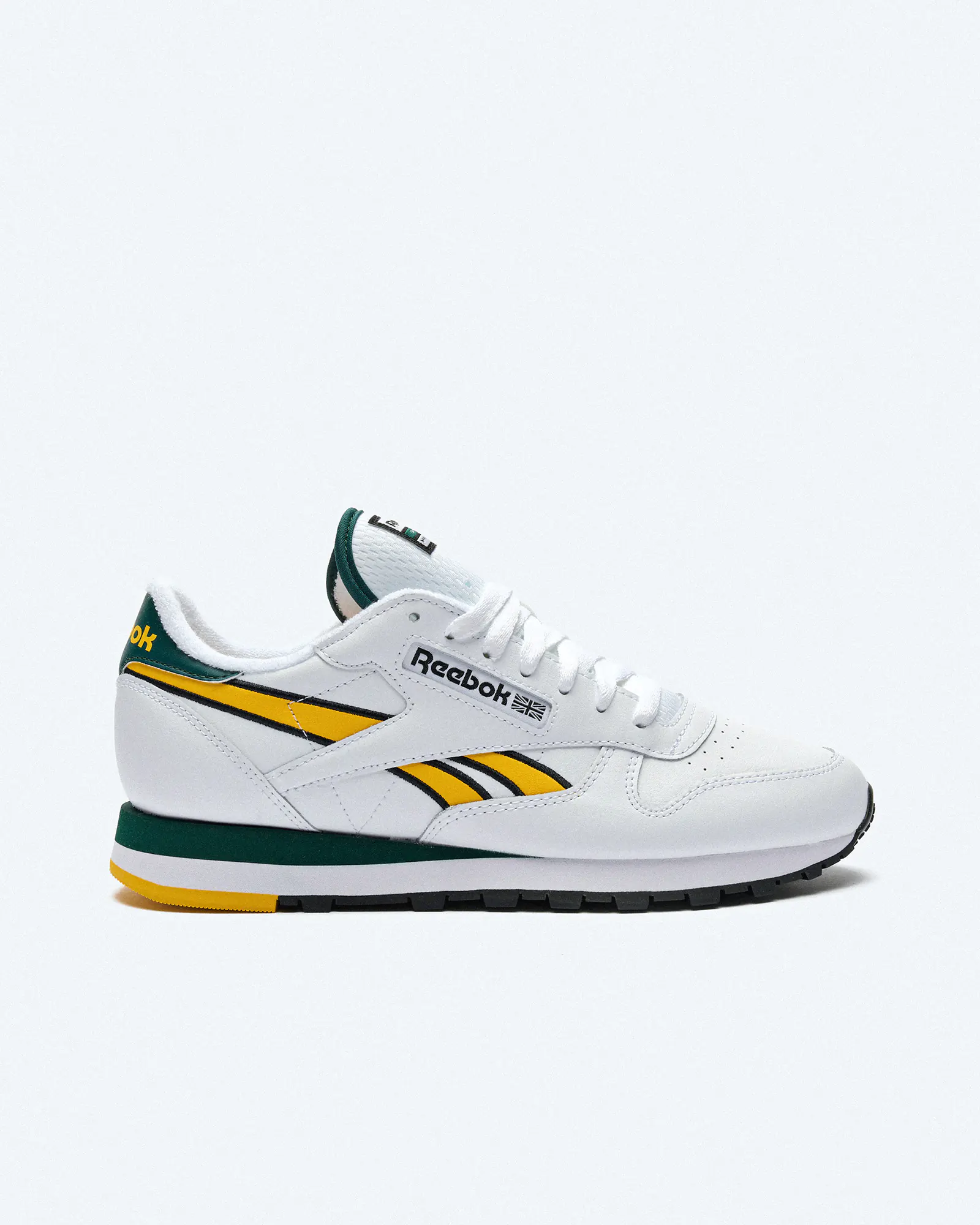 Reebok Classic Leather Sneaker White/Fierce Gold/Collegiate Green Reebok Classic Leather Sneaker White/Fierce Gold/Collegiate Green