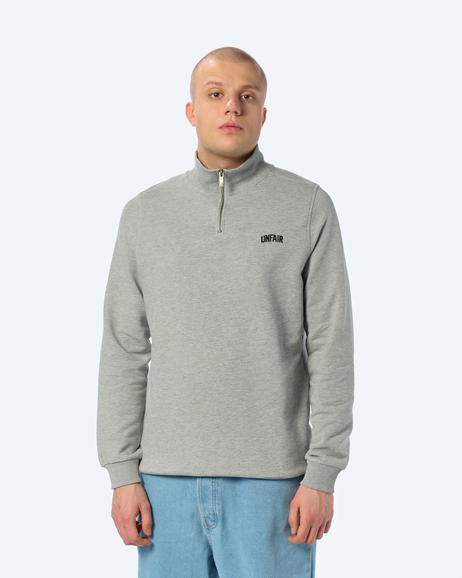 Unfair Athletics Curved Halfzip Sweatshirt Grey Melange