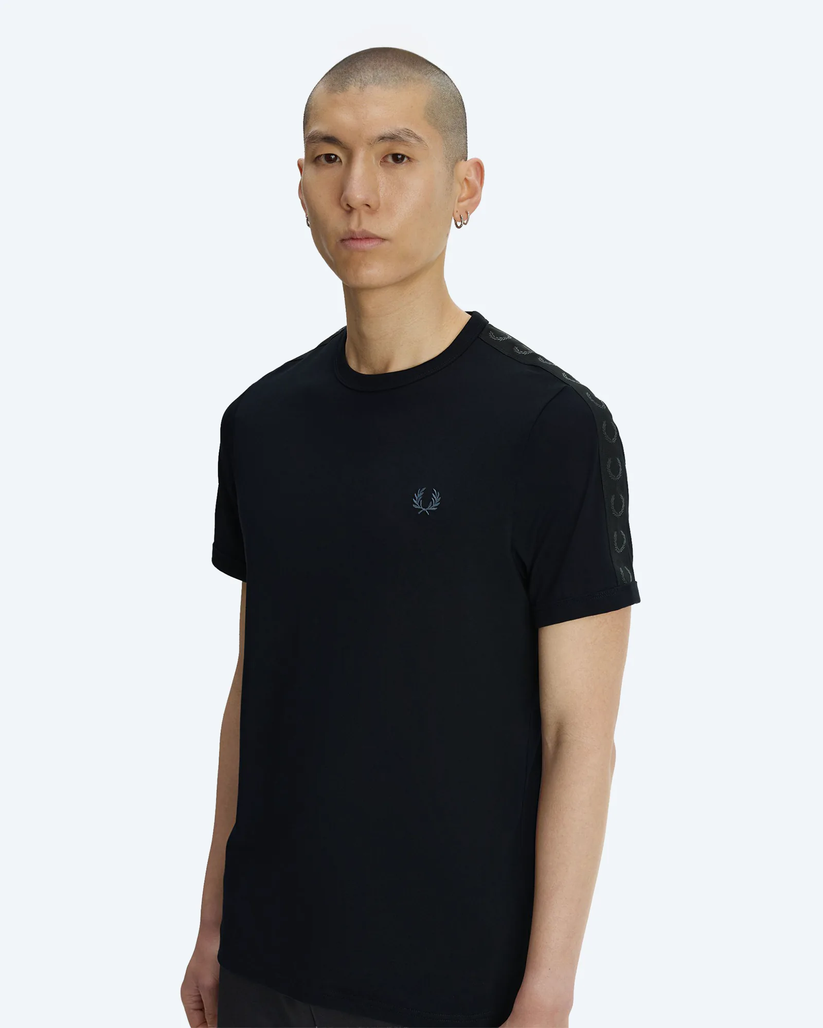 Contrast Reflective Tape Ringer T-Shirt Black