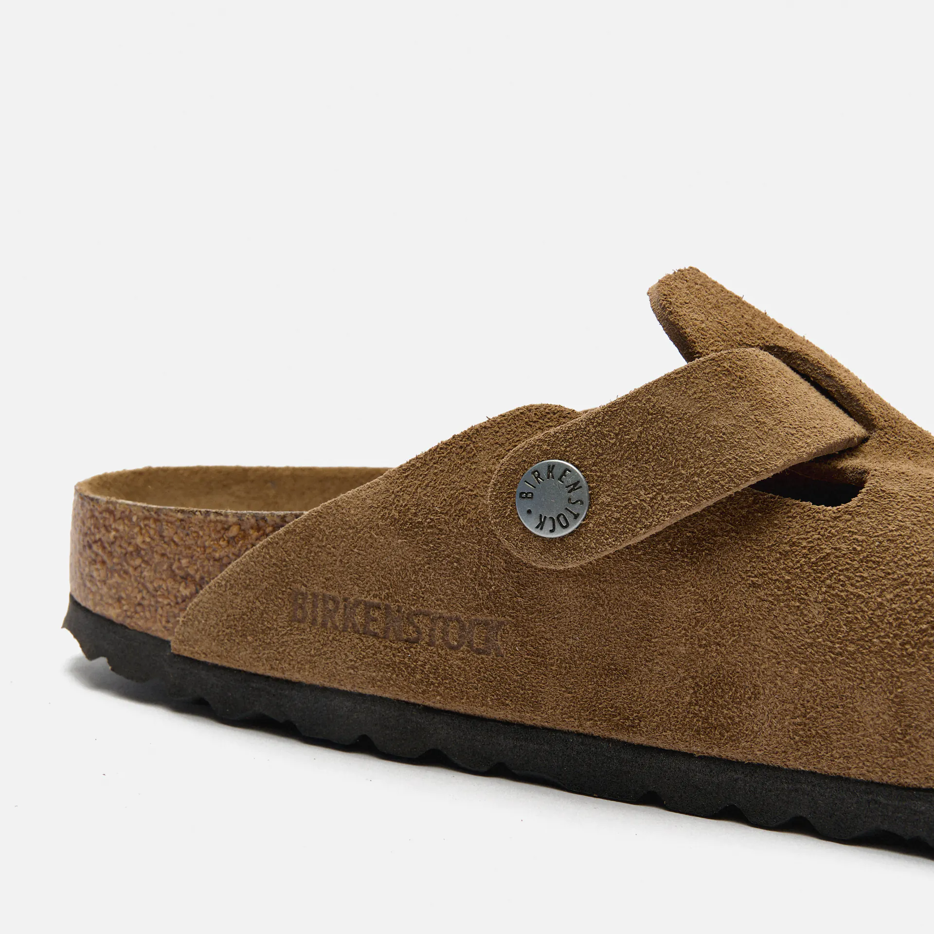 Birkenstock Boston Soft Footbed Suede Leather (Narrow Fit) Sandals Dark Tea Tonal FB