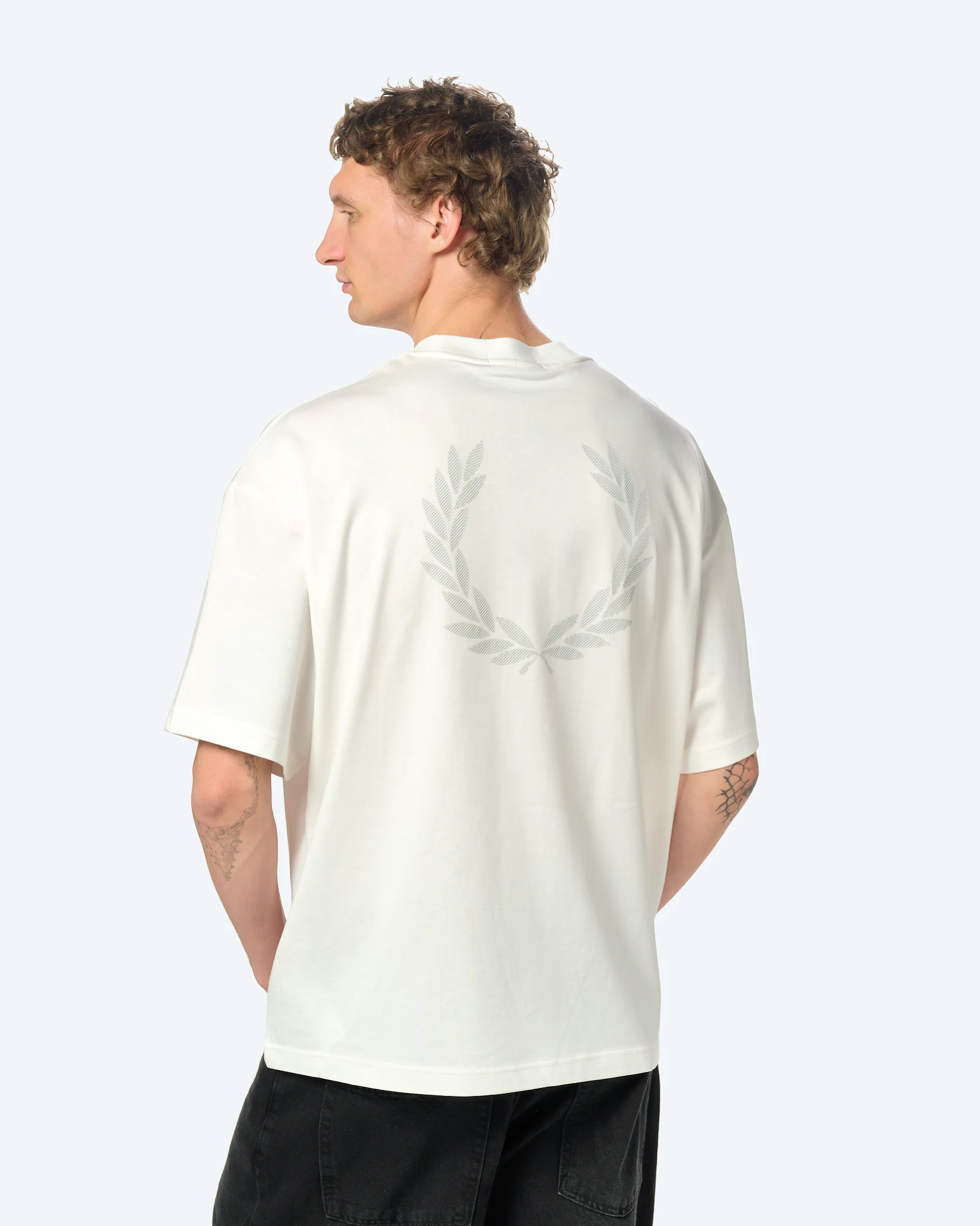 Fred Perry Backprint Laurel Wreath T-Shirt Snow White
