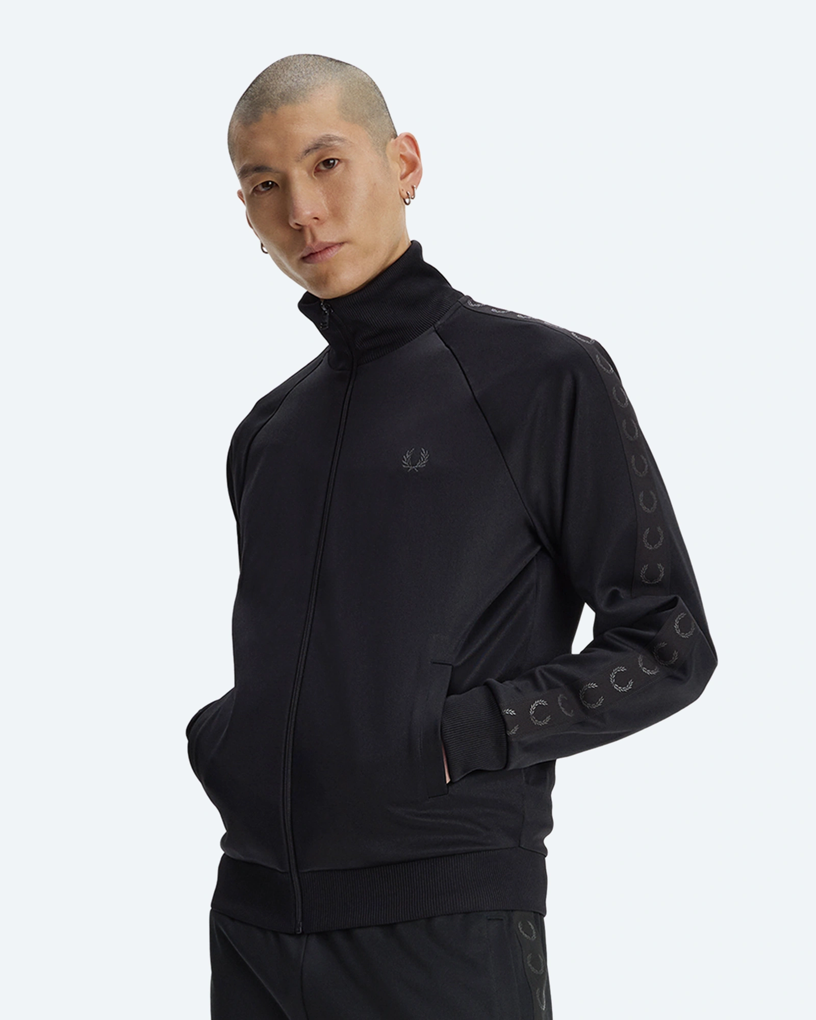 Contrast Tape Track Jacket Black
