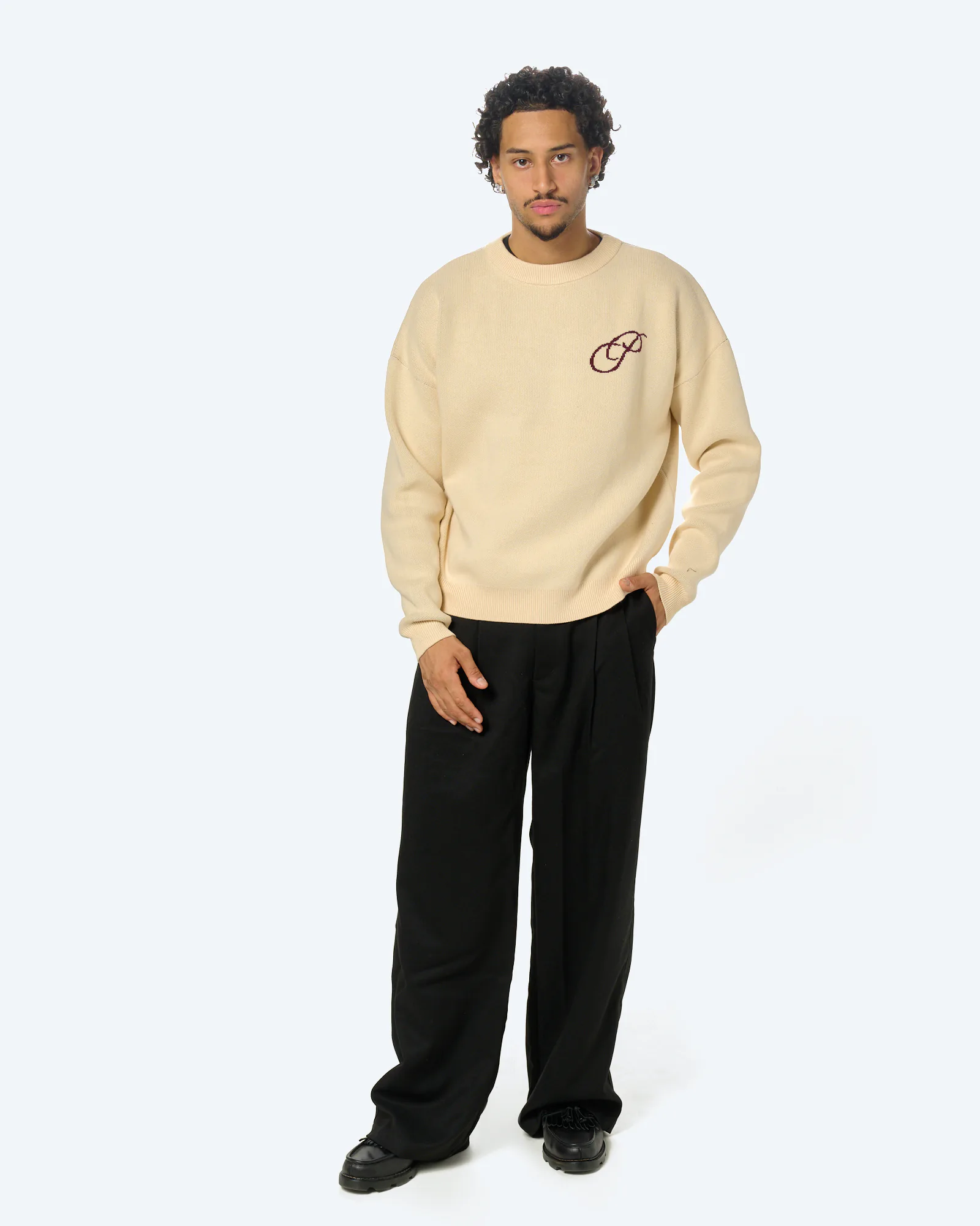 Prohibited Initial Knit Sweater Cream