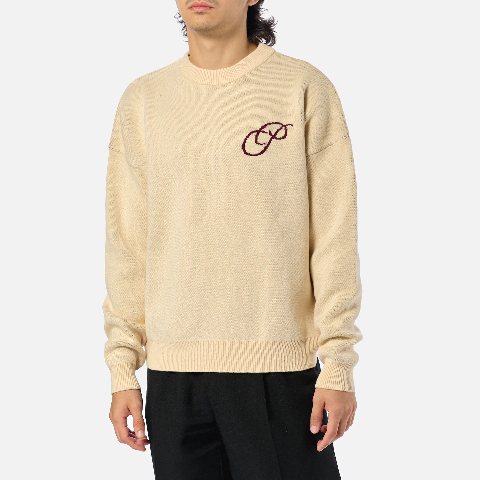 Prohibited Initial Knit Sweater Cream