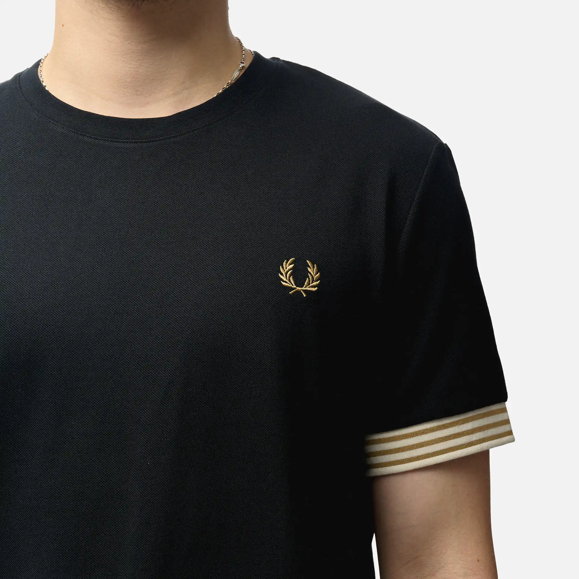 Fred Perry Striped Cuff T-Shirt Black