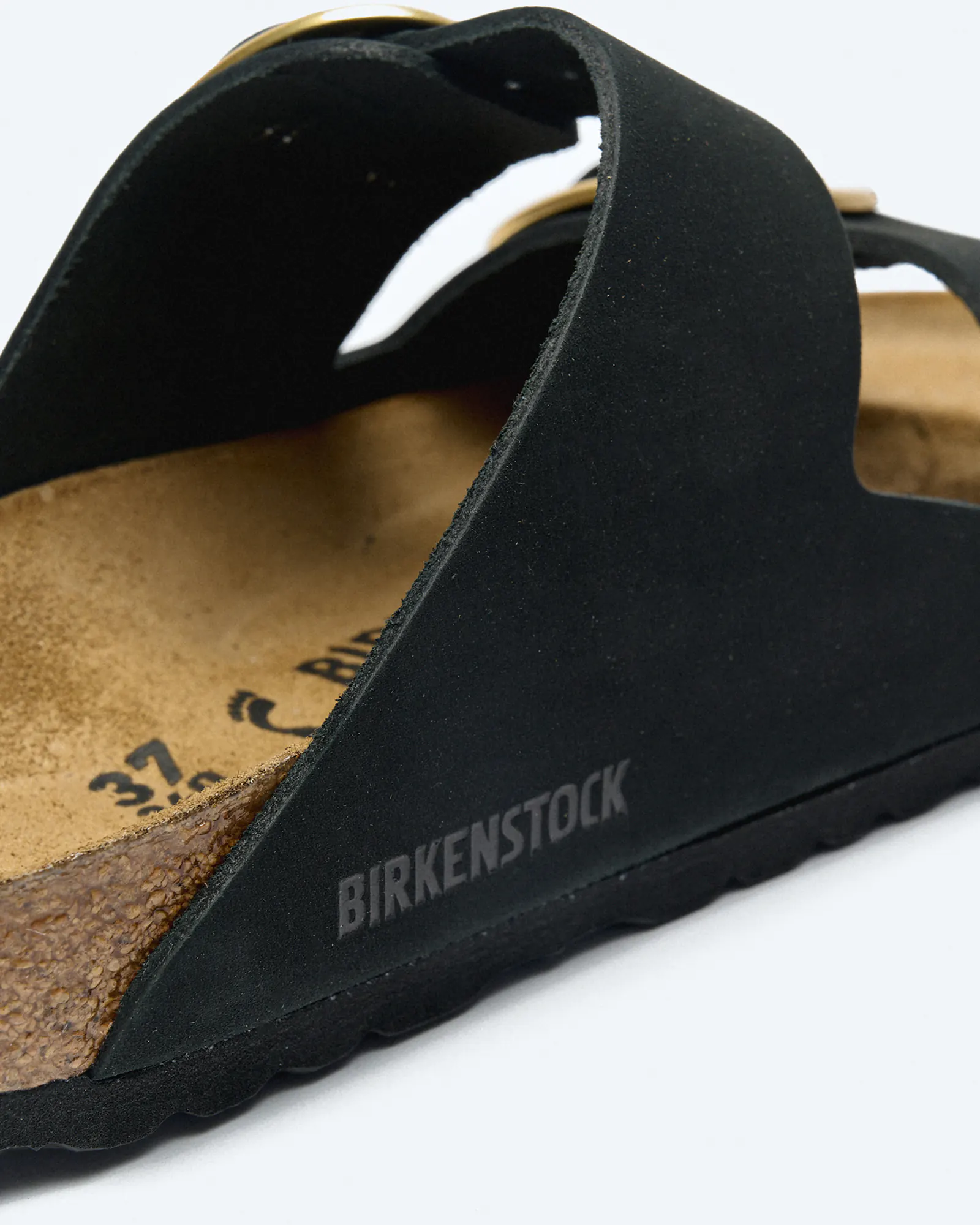 Birkenstock Arizona Big Buckle Nubuk Leather (Narrow Fit) Sandals Black/Gold