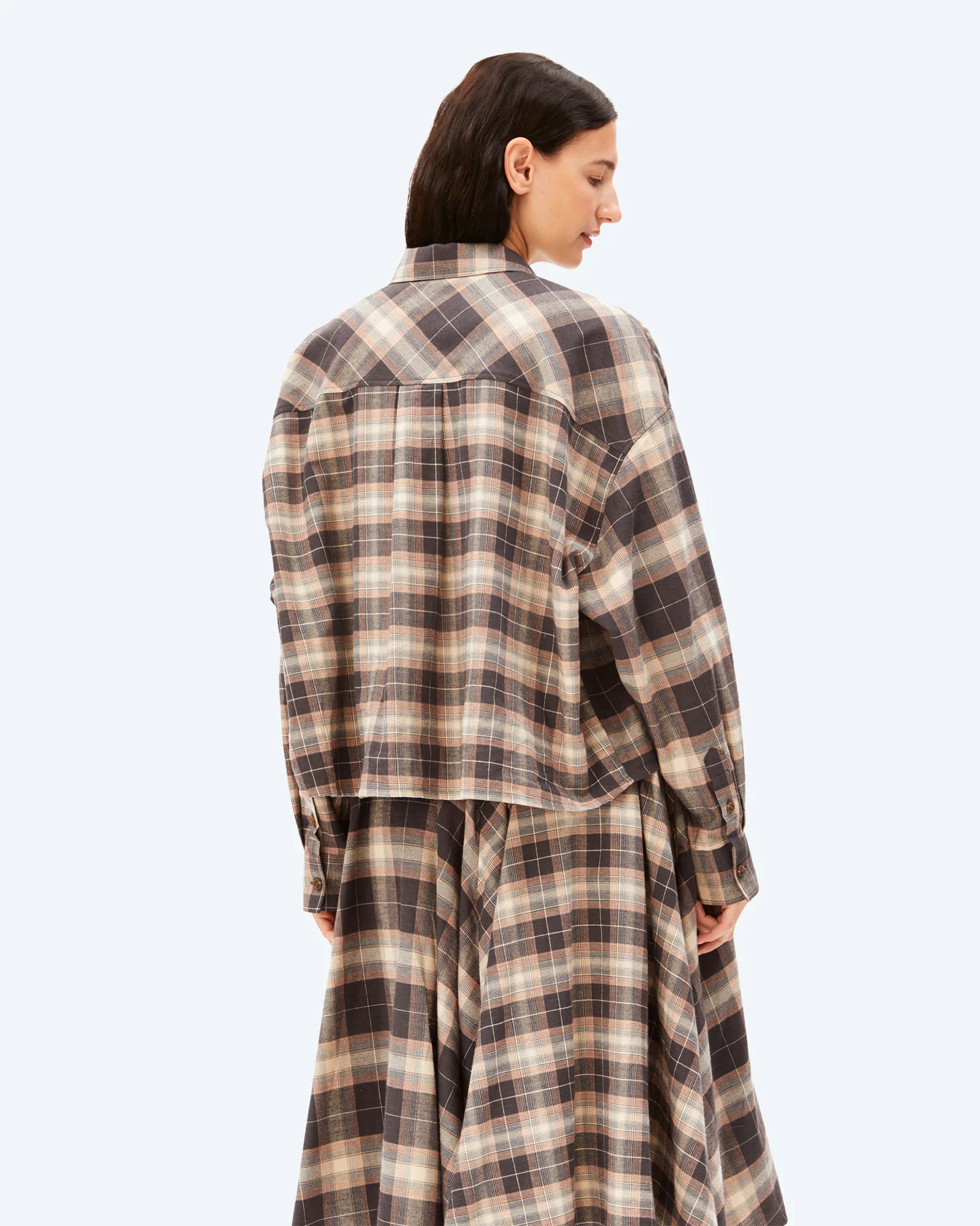 Nalaani Patched Check Blouse Moonshadow/Sandstone