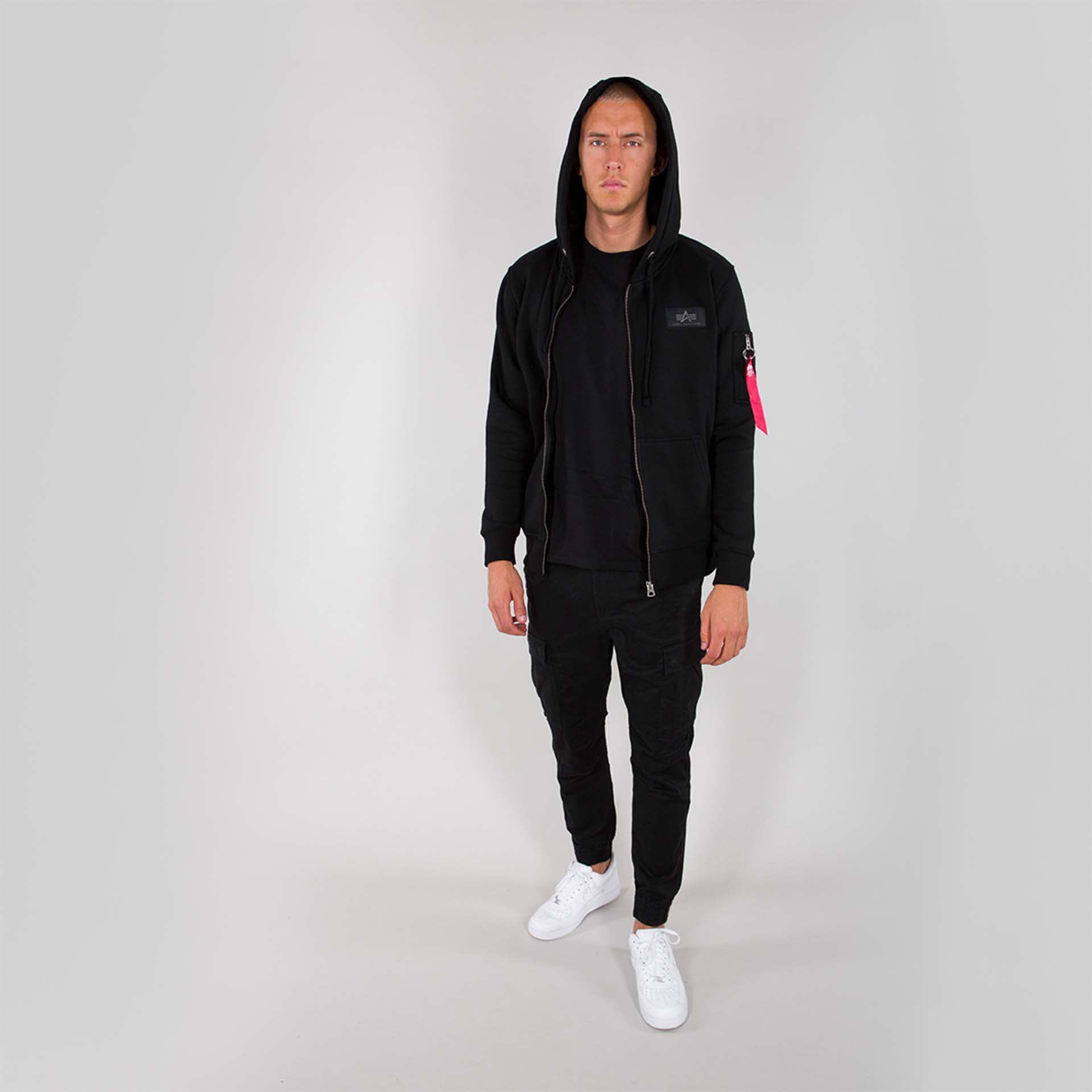Alpha Industries Back Print Zip Hoody Black Alpha Industries Back Print Zip Hoody Black