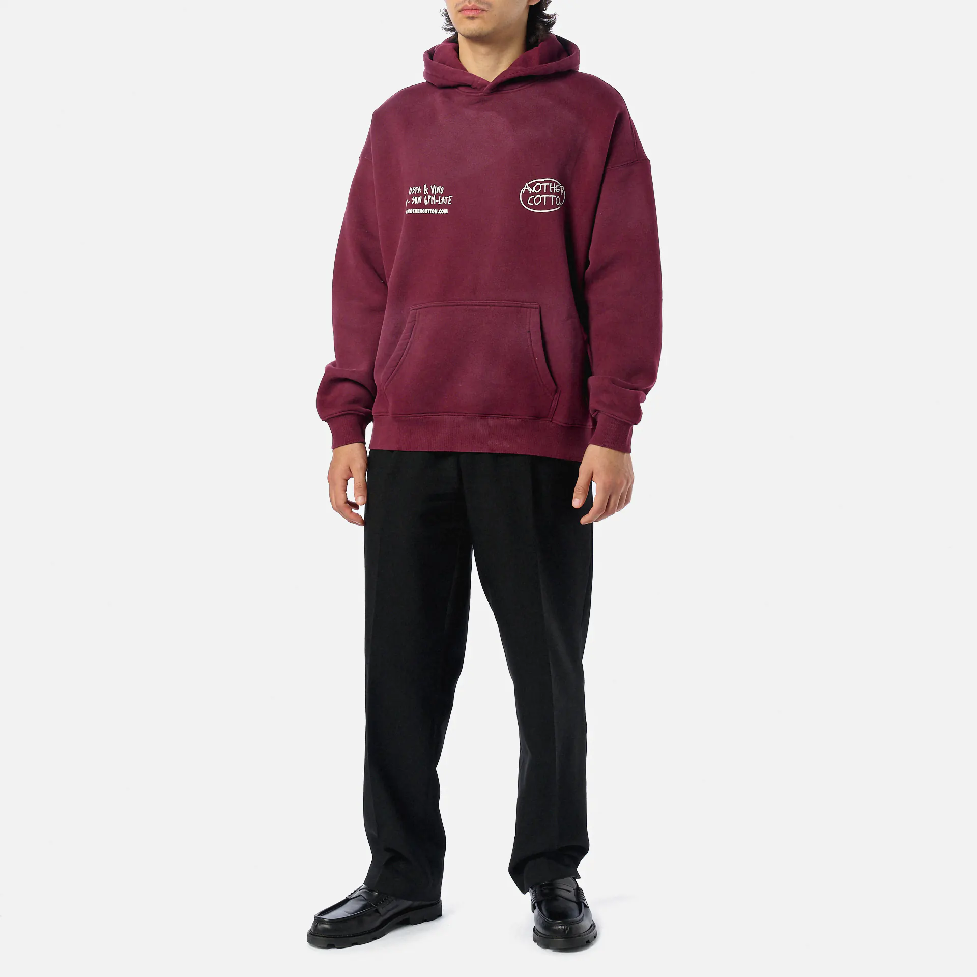 Another Cotton Pasta Night Washed Hoodie Red