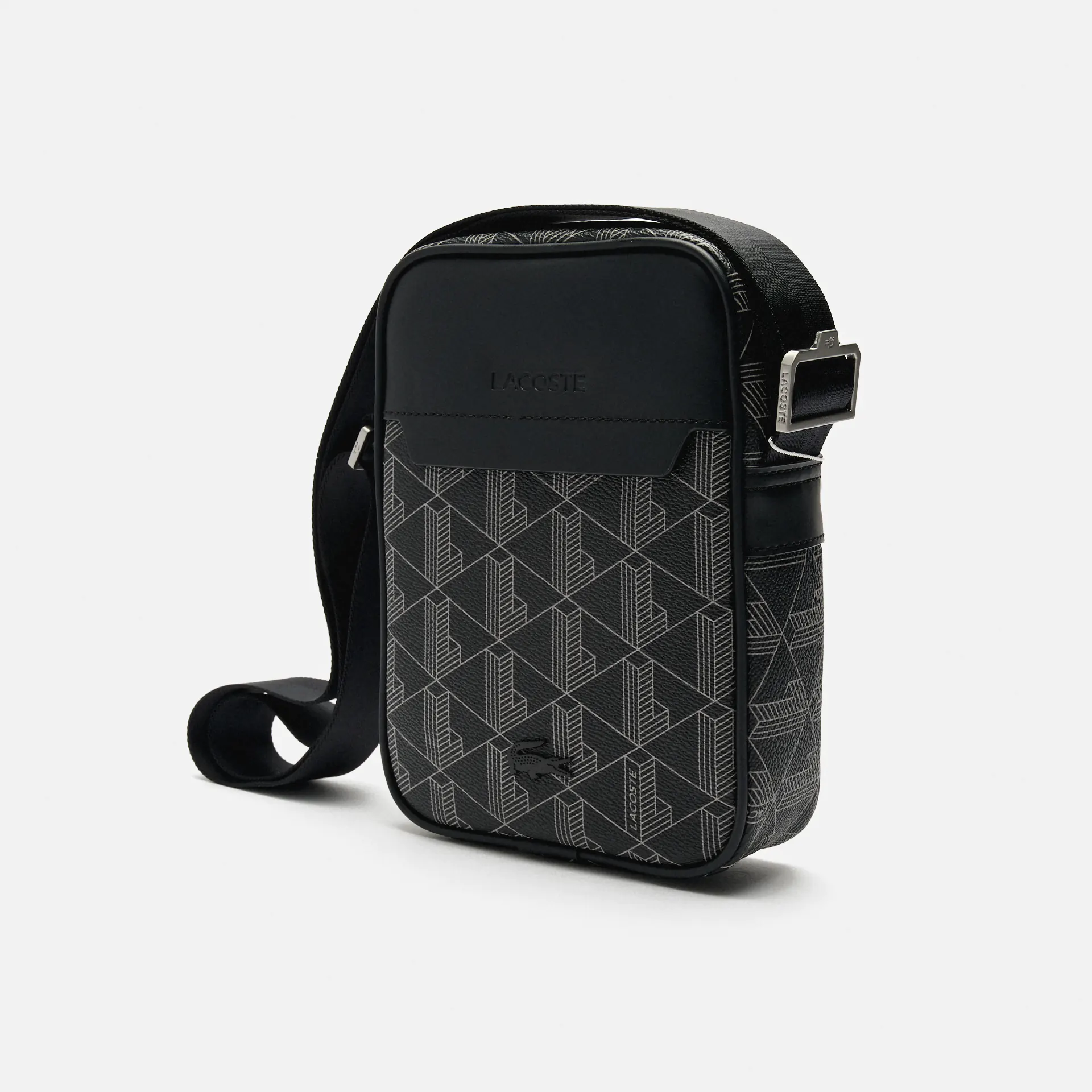 Lacoste The Blend Vertical Monogram Crossover Bag Black