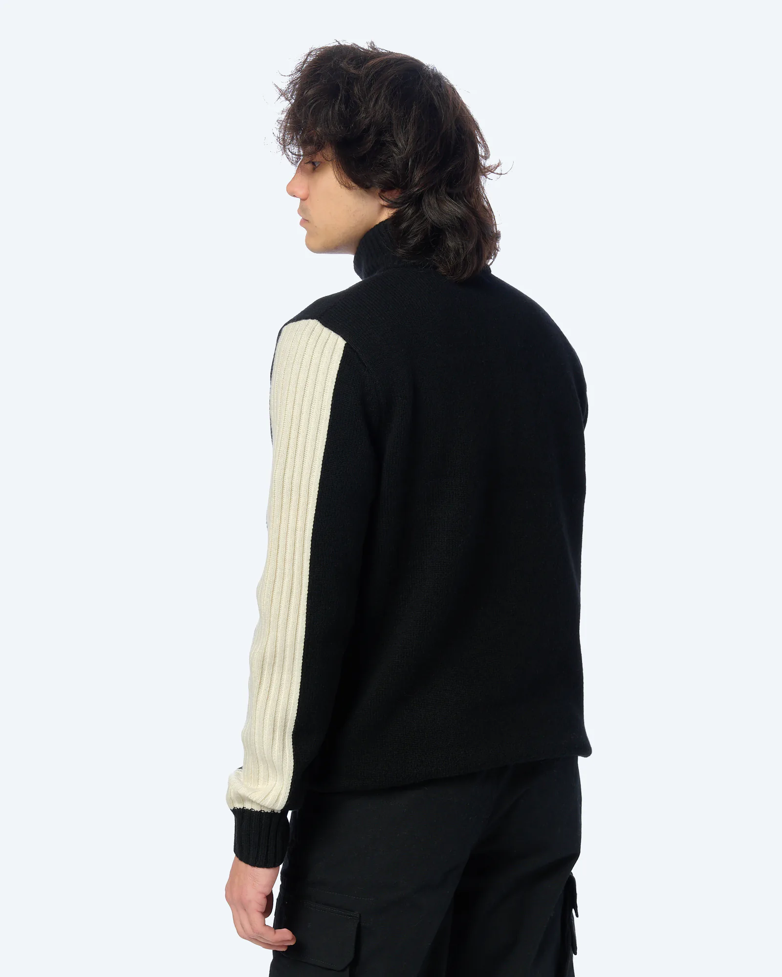 Fred Perry Ribbed Sleeve Half Zip Sweatshirt Black
