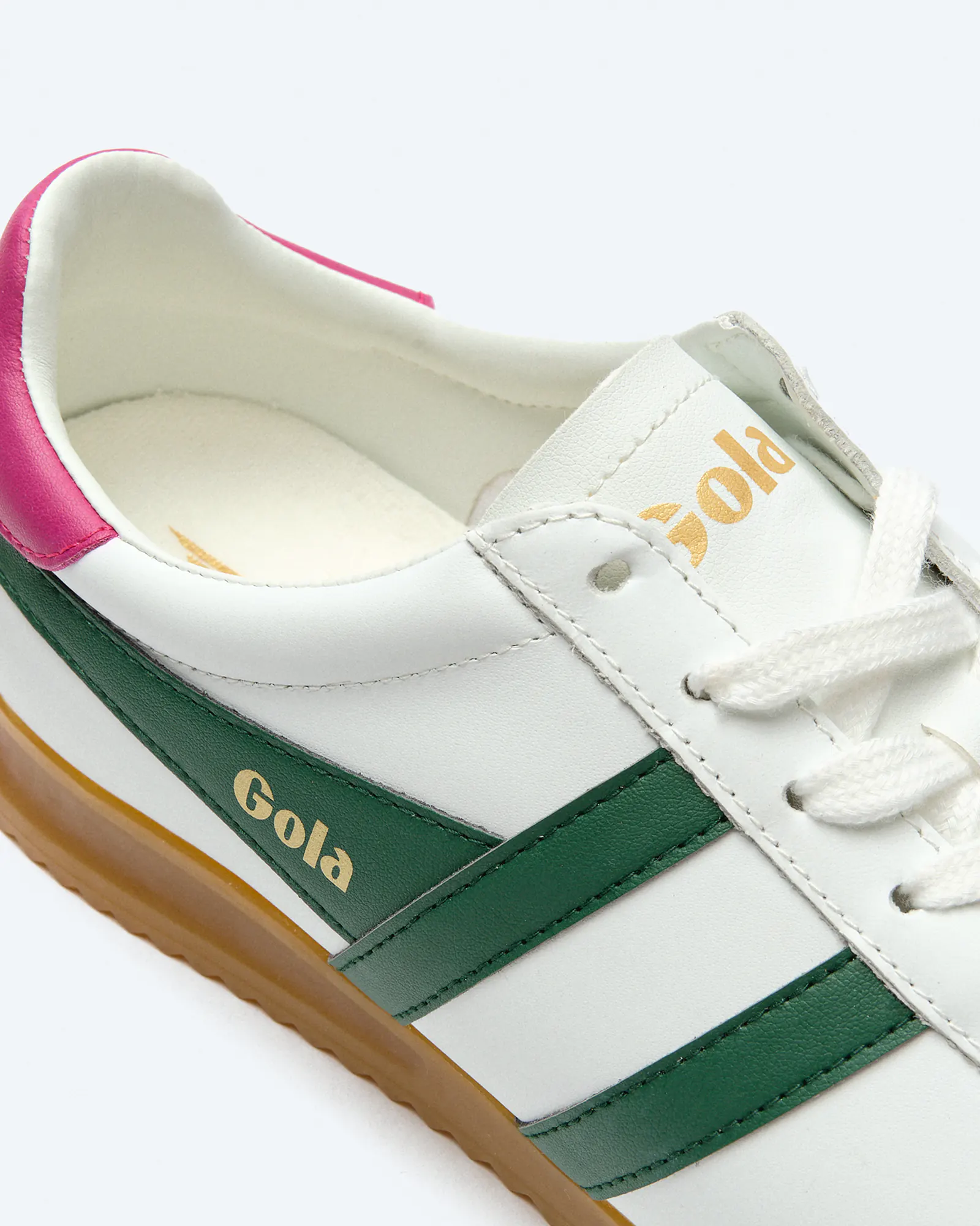 Gola Torpedo Leather Sneaker White/Evergreen/Fuchsia Gola Torpedo Leather Sneaker White/Evergreen/Fuchsia
