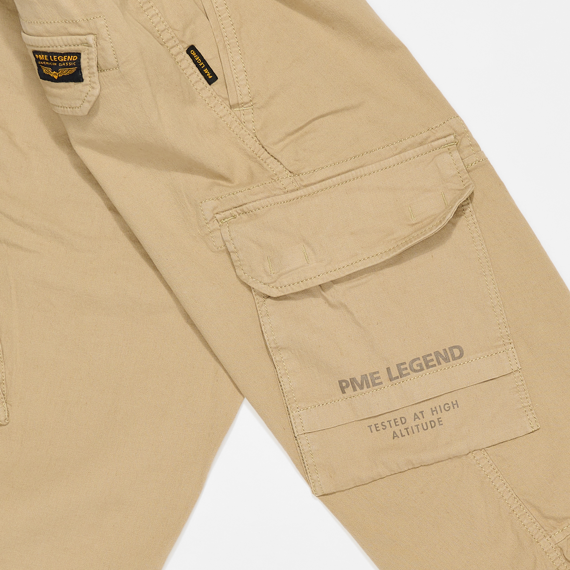 PME Legend Stretch Cotton Linen Cargo Pants Beige