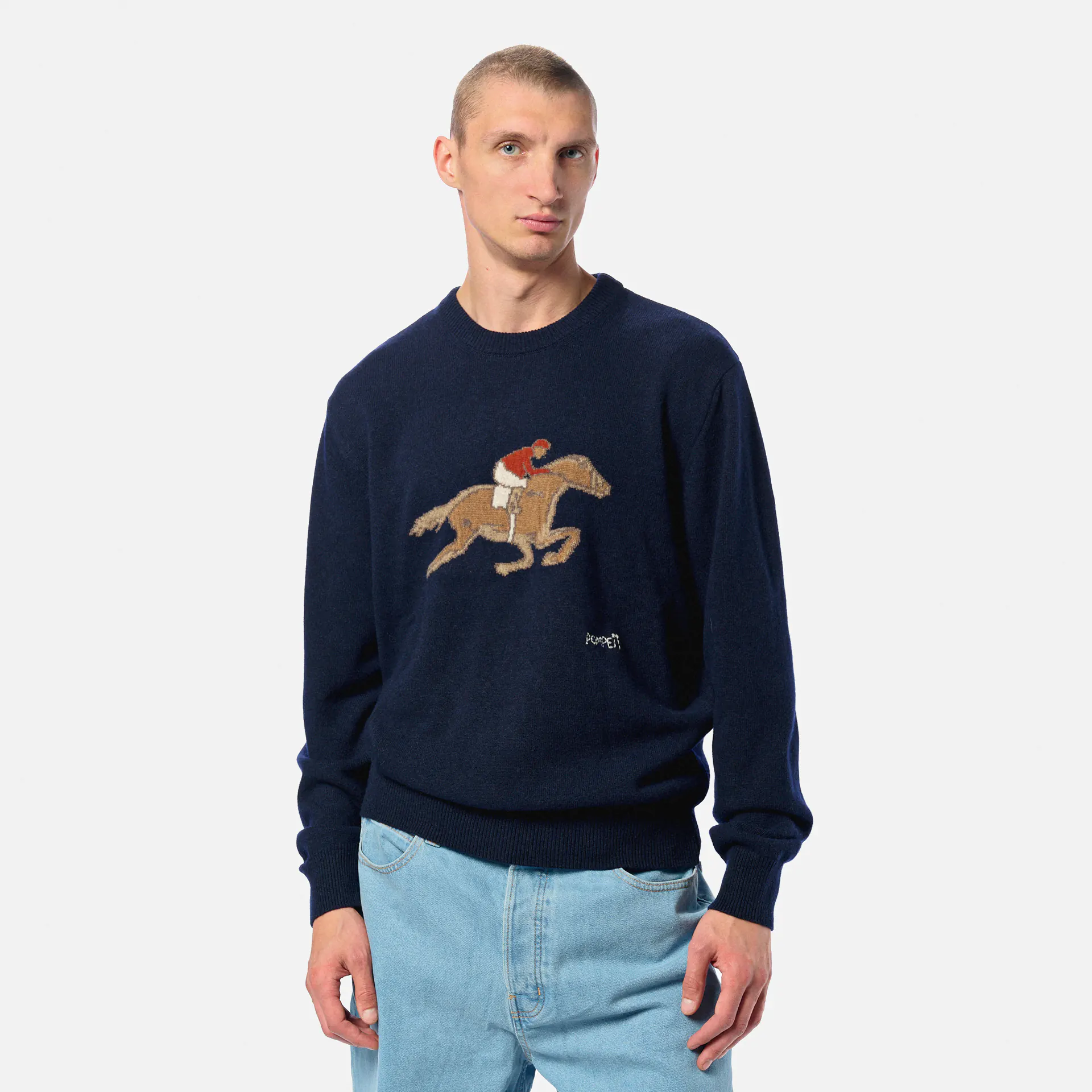 POMPEII Equestrian Knitted Sweatshirt Dark Navy
