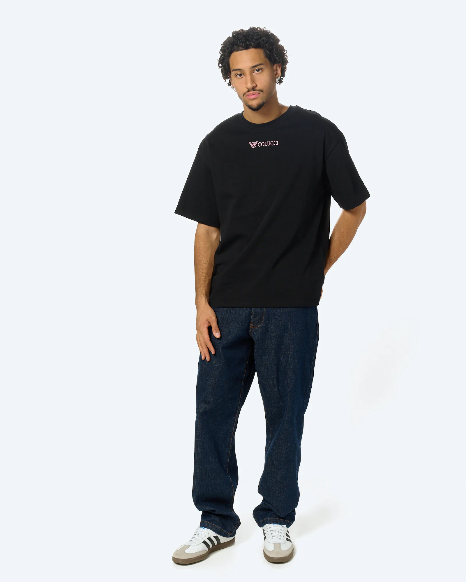 Ikarus Backprint T-Shirt in Black/Aop Rose