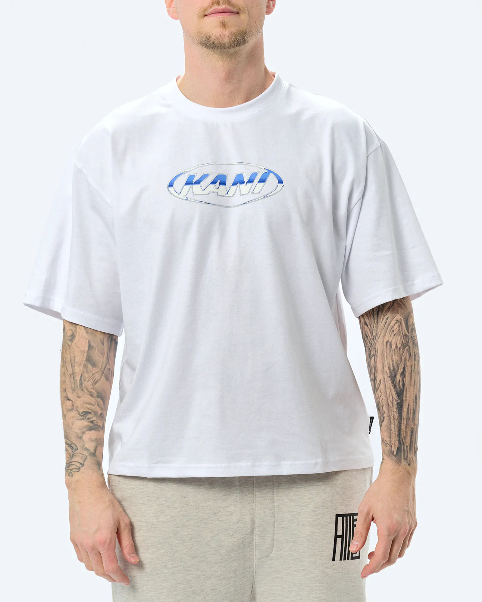 Karl Kani Woven Signature Chrome Logo Crop T-Shirt White