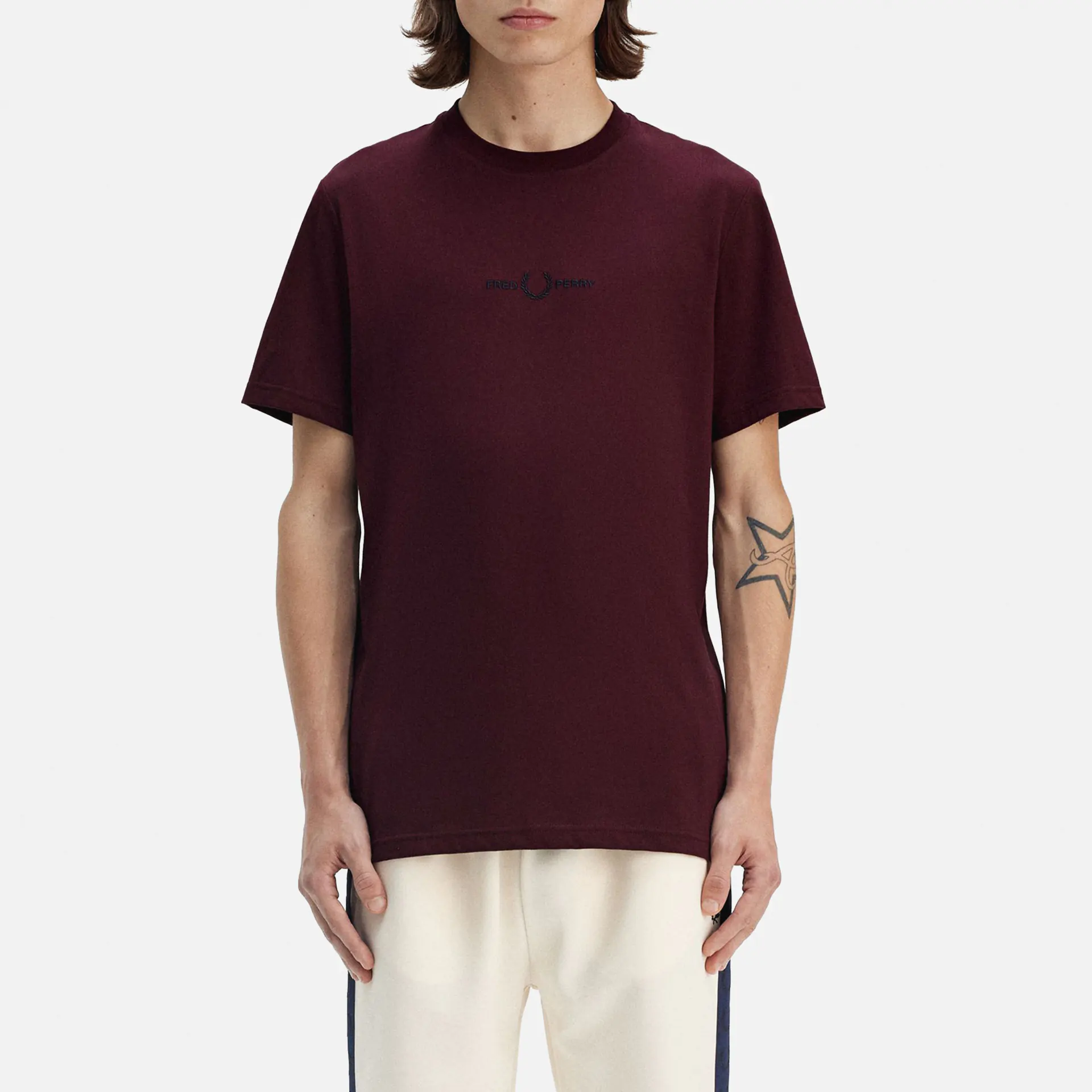 Fred Perry Embroidered T-Shirt Oxblood Fred Perry Embroidered T-Shirt Oxblood