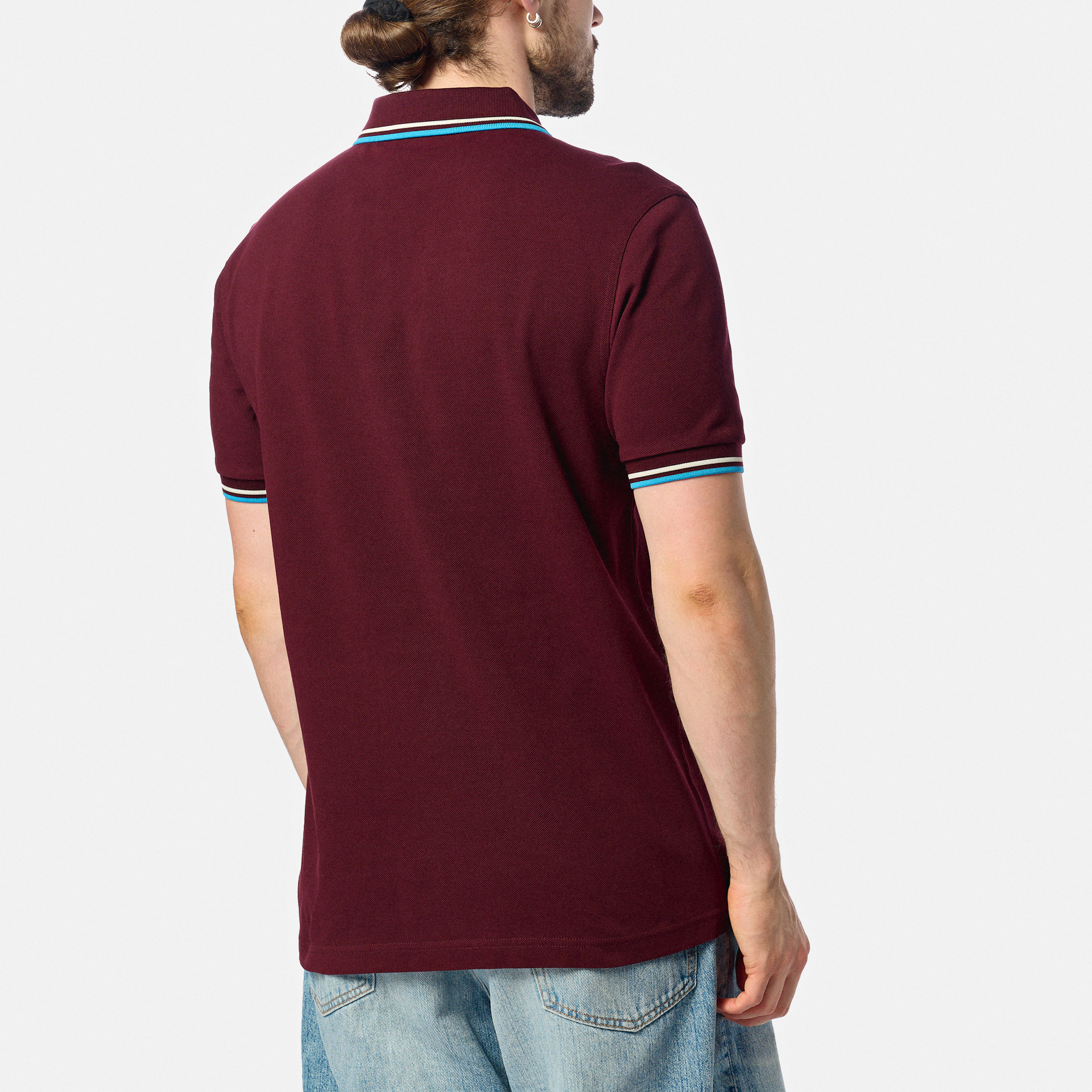 Fred Perry Twin Tipped Polo Shirt Oxblood/Ecru/Court Blue
