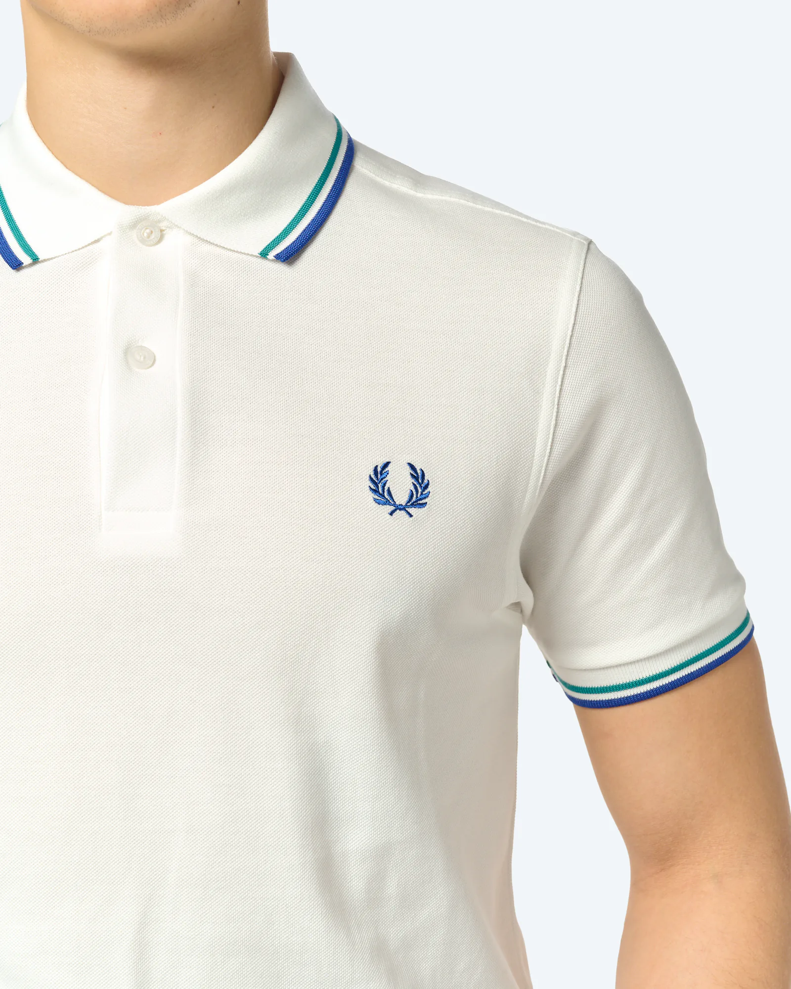 Fred Perry Twin Tipped Polo Shirt Snow White/Deep Mint/Soho Eclipse
