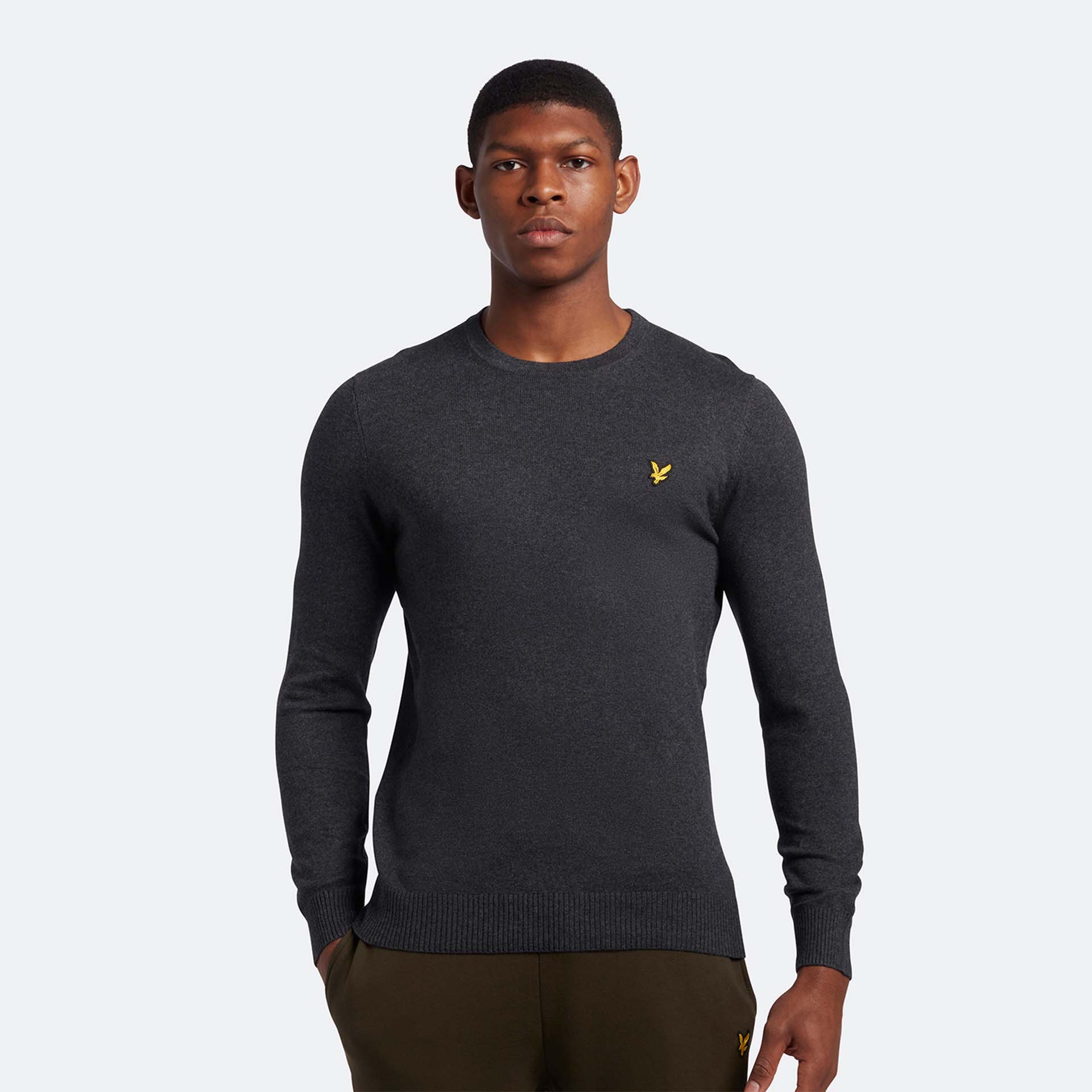 Lyle & Scott Crew Neck Cotton Merino Charcoal Marl