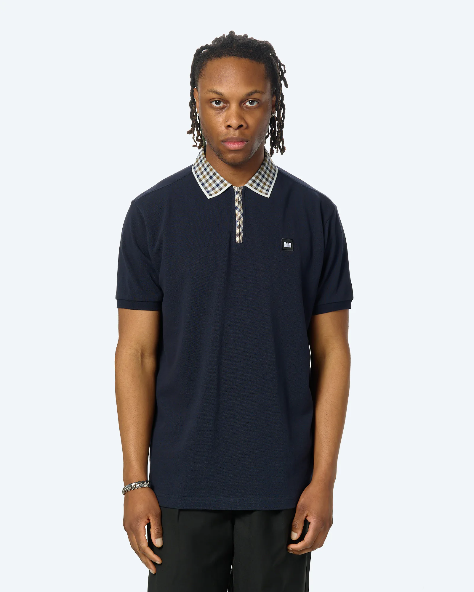 Weekend Offender Tipasa Jacquard Rib Polo Shirt Navy