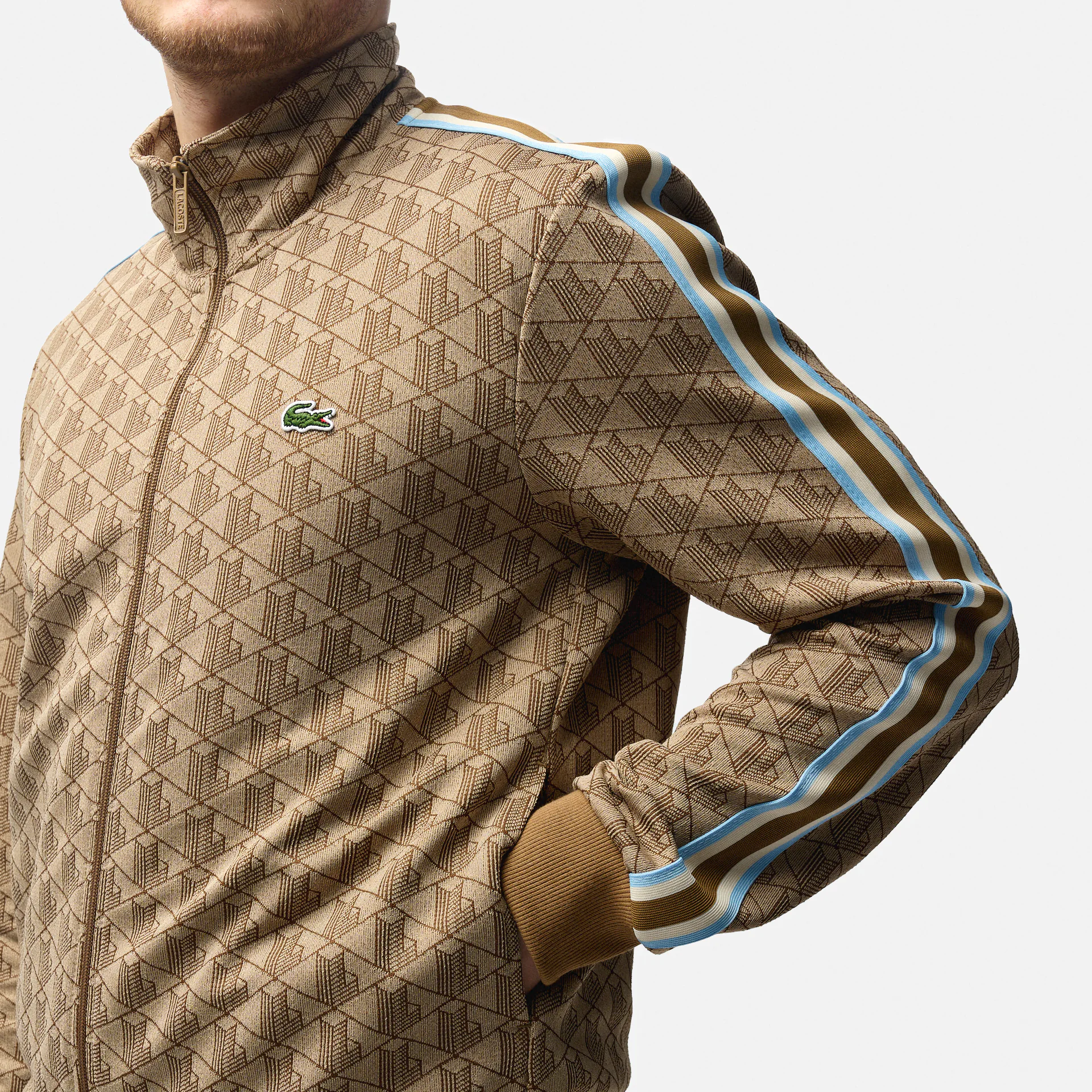 Lacoste Monogram Zipped Sweatshirt Croissant/Cookie